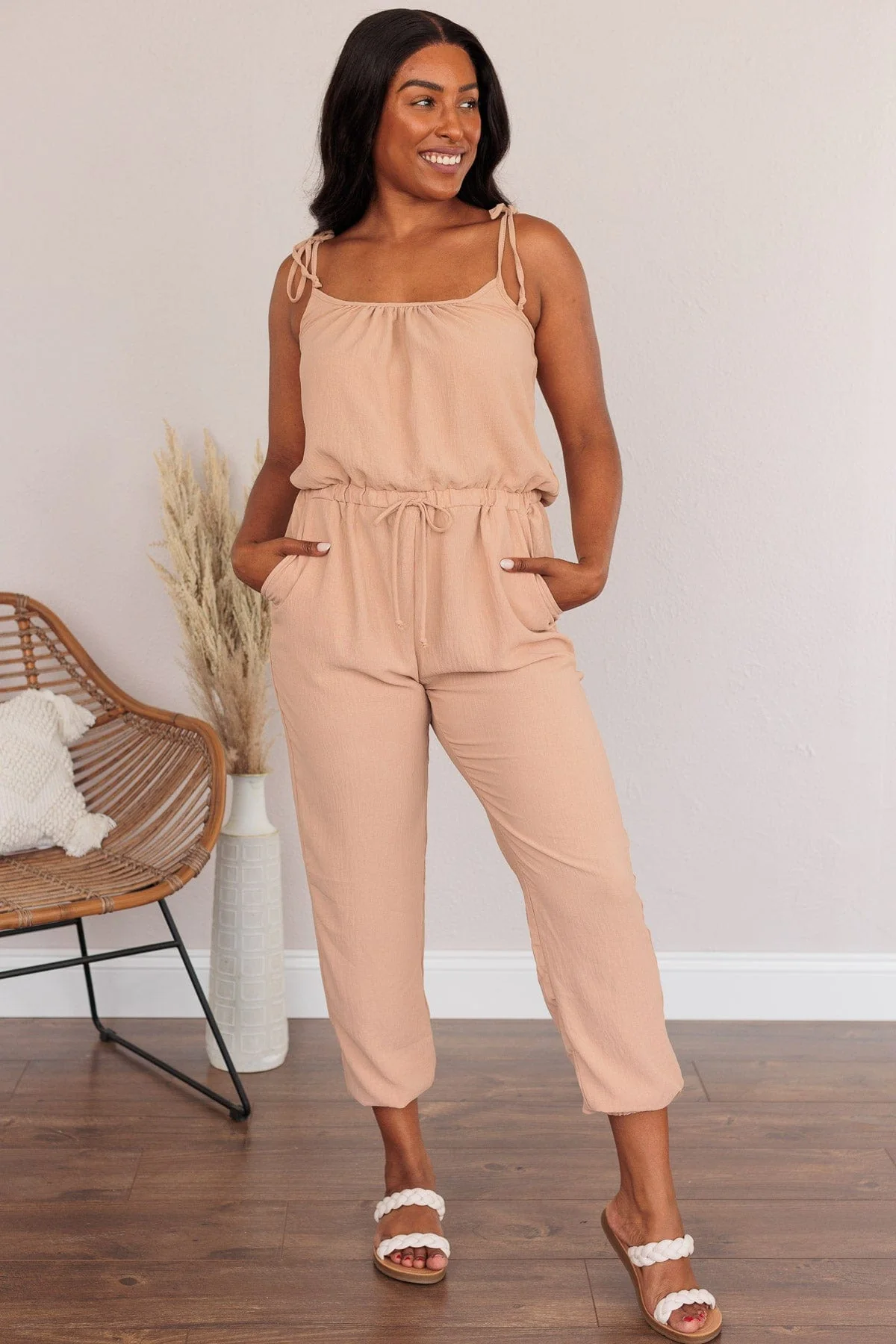 No Small Strides Pocket Jumpsuit- Khaki - Image 6