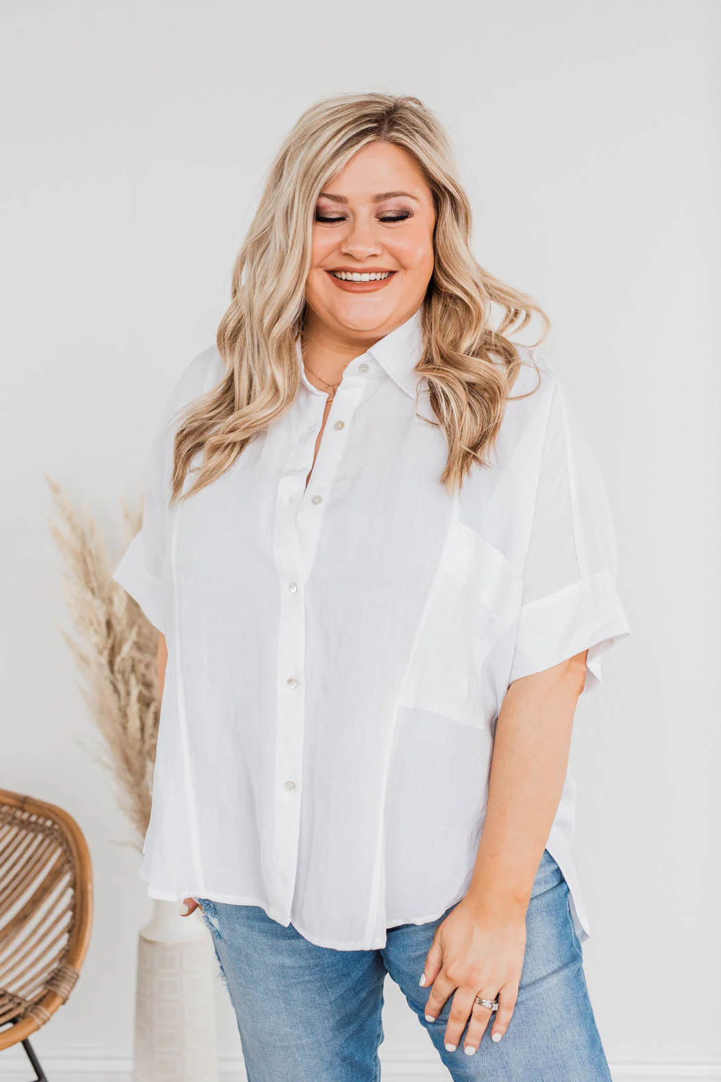 No Time For Drama Button Top- Off White - Image 4