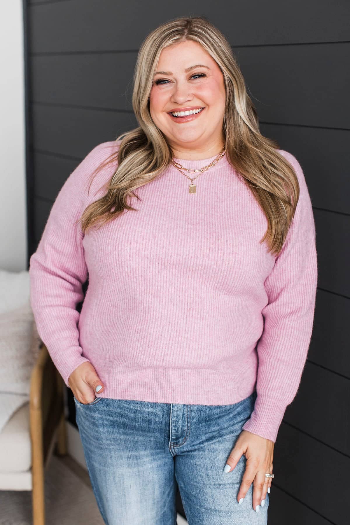 No Time Like Now Knit Sweater- Orchid Pink - Image 3