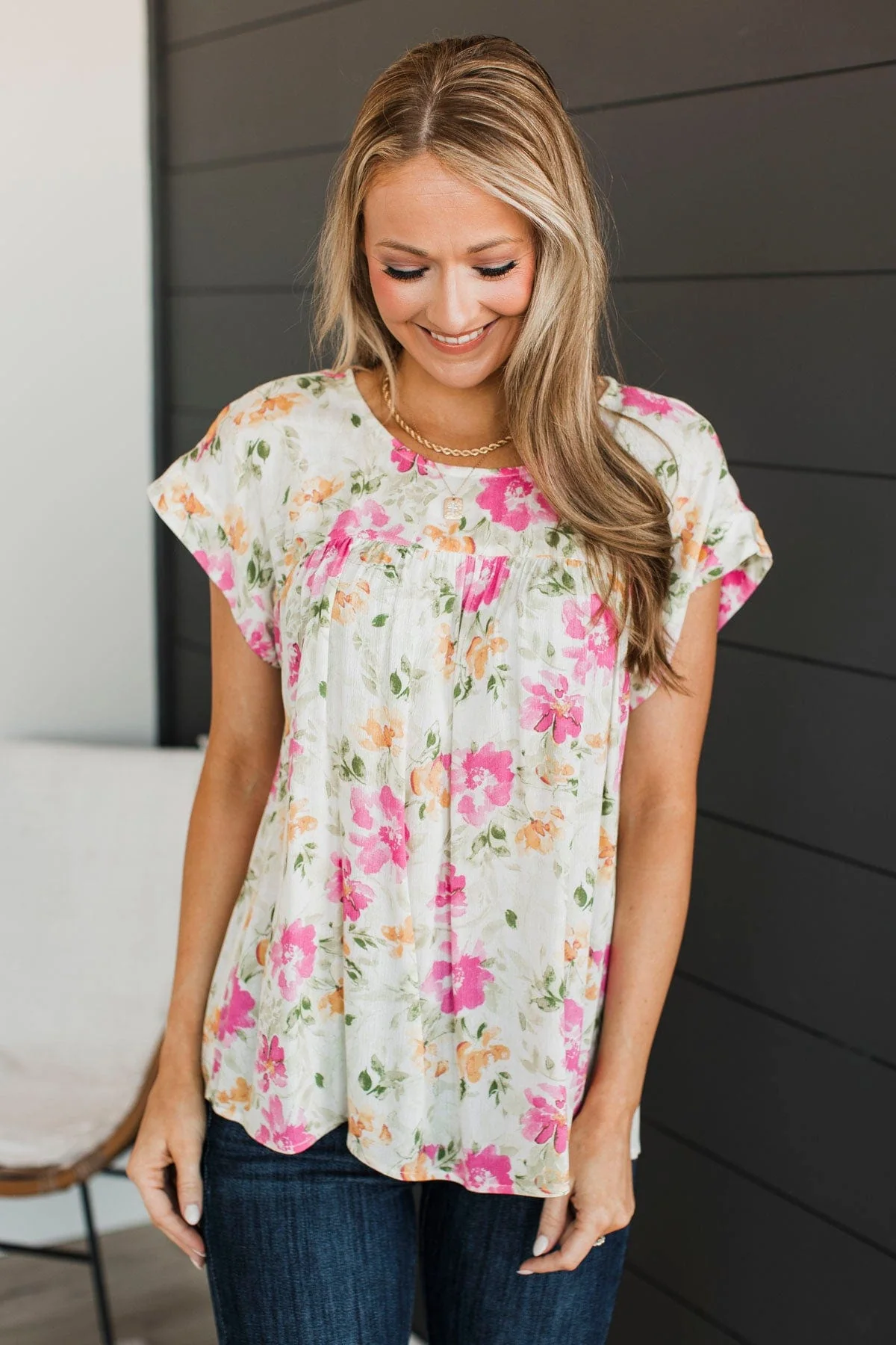 No Time Like The Present Floral Top- Ivory - Image 2