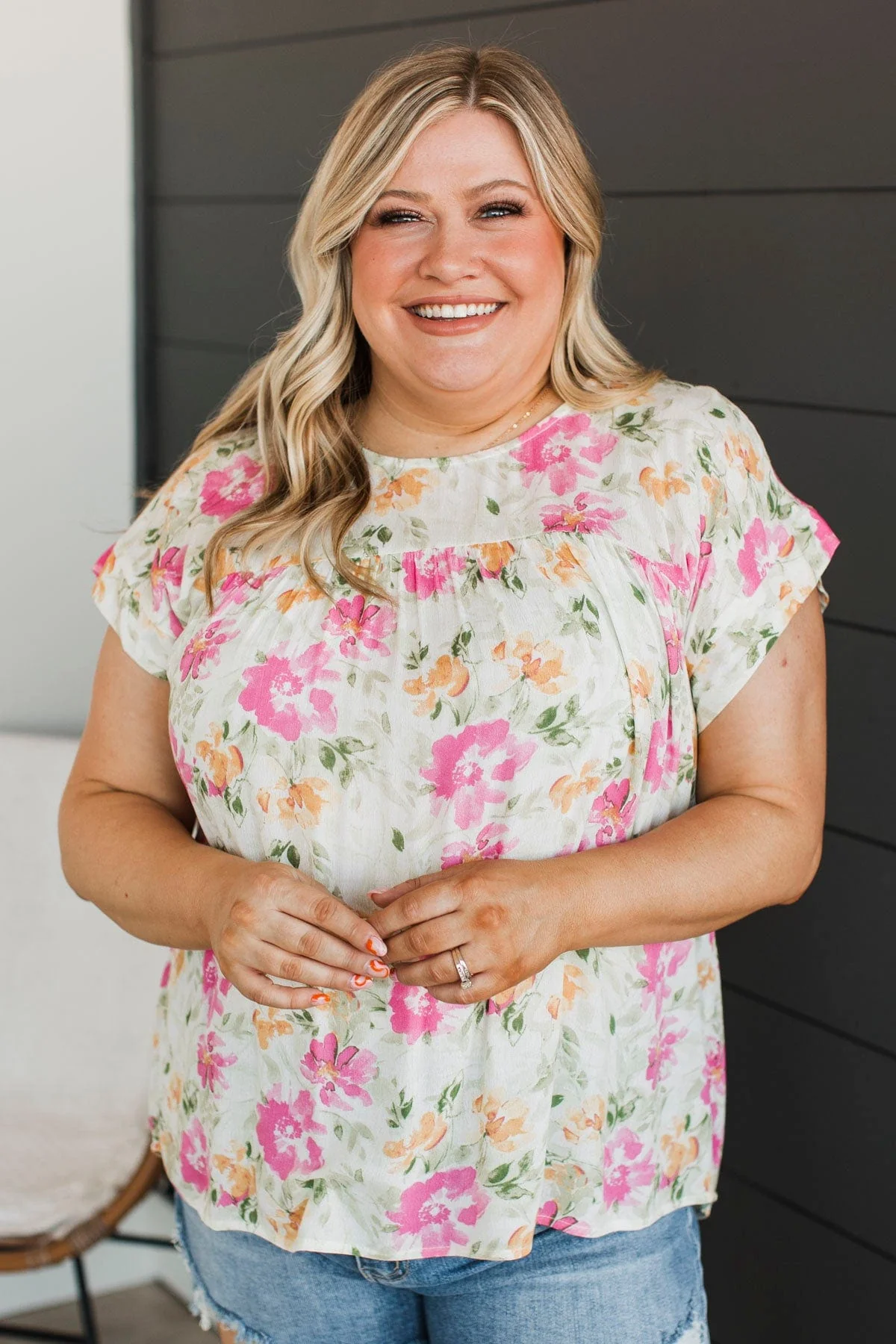 No Time Like The Present Floral Top- Ivory - Image 3