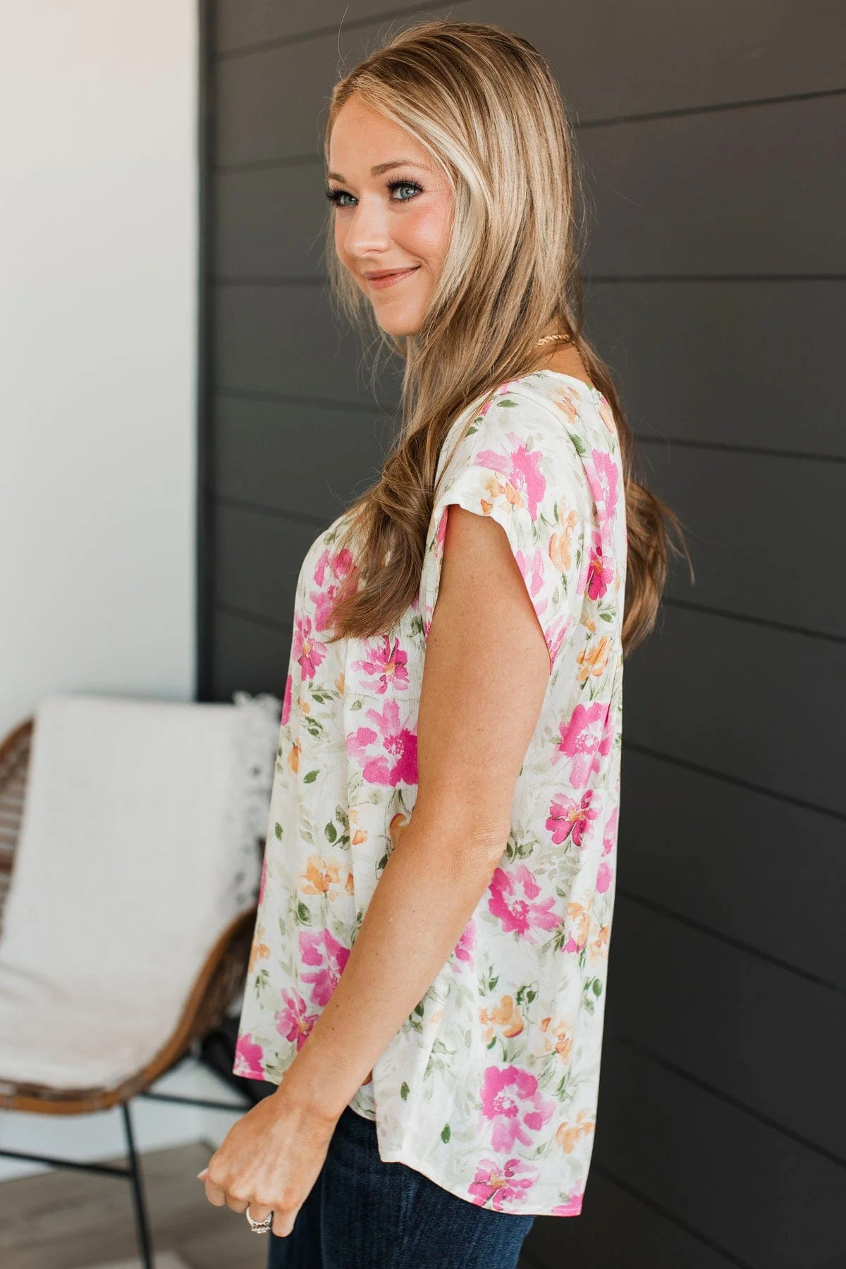 No Time Like The Present Floral Top- Ivory - Image 6