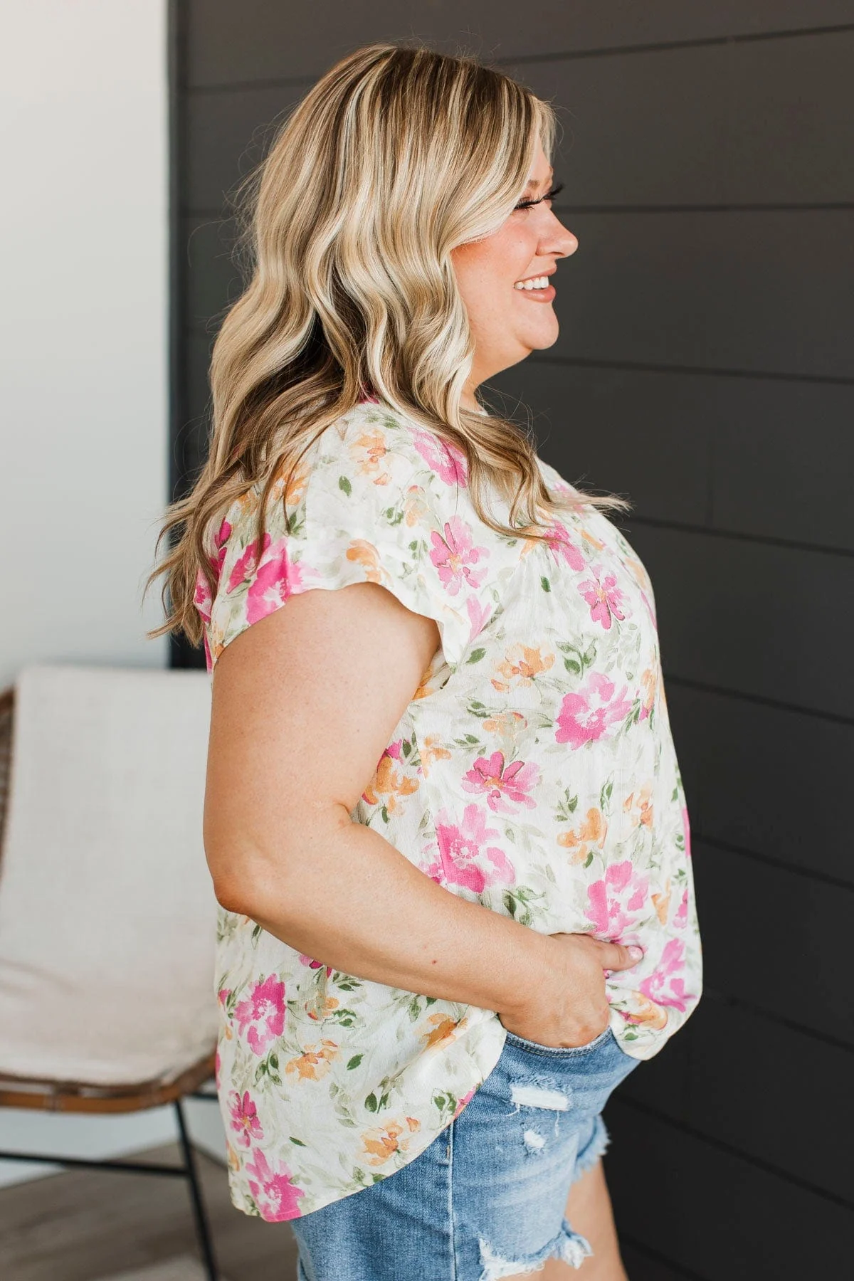 No Time Like The Present Floral Top- Ivory - Image 9
