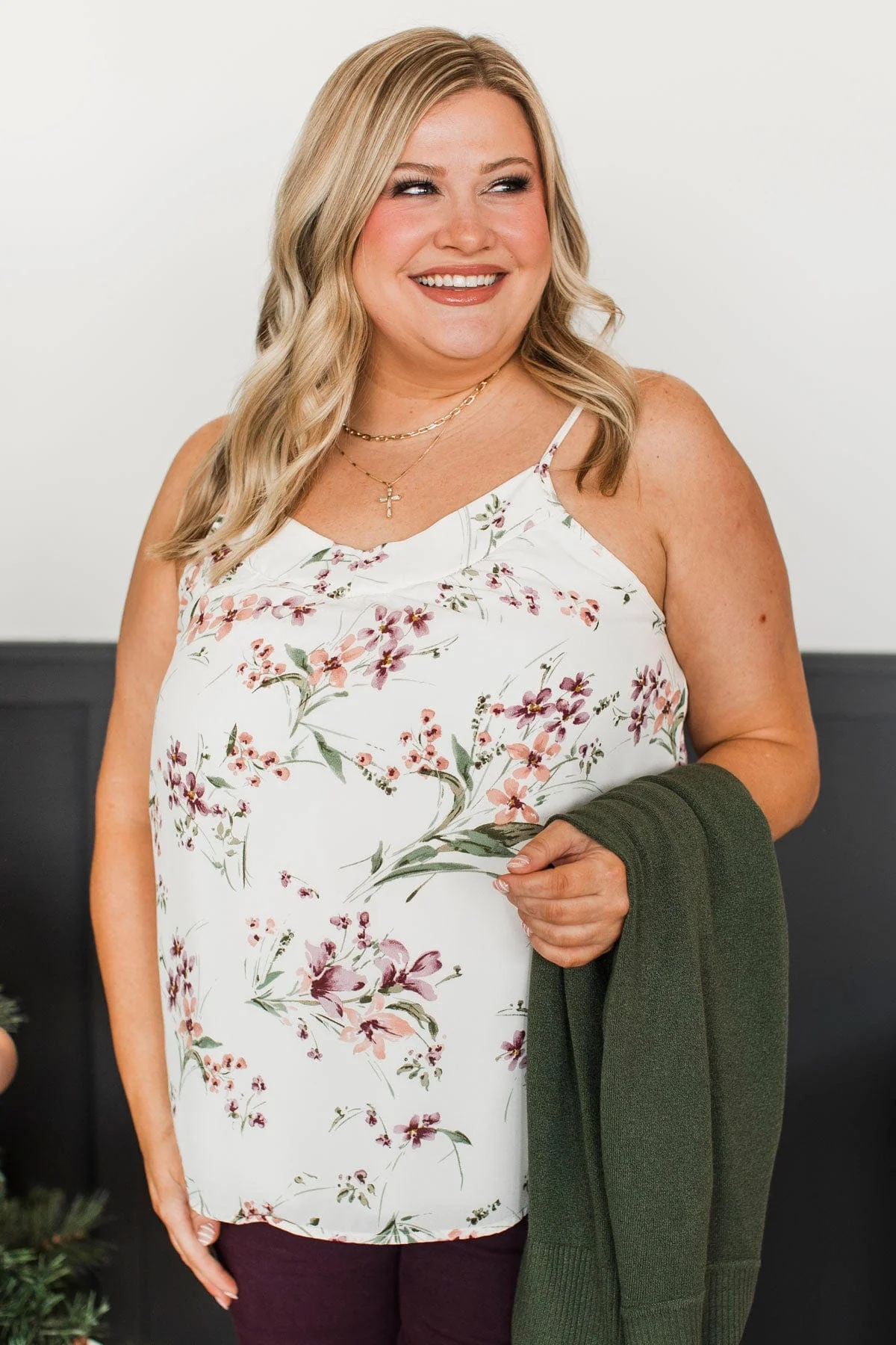 No Time To Lose Floral Tank Top- Ivory - Image 4