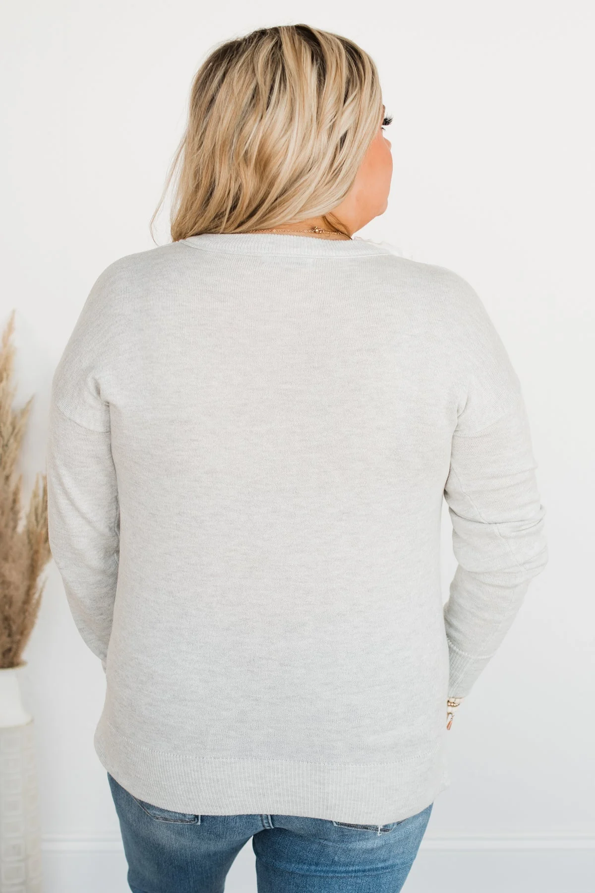 No Worries Here Knit Sweater- Light Grey - Image 10