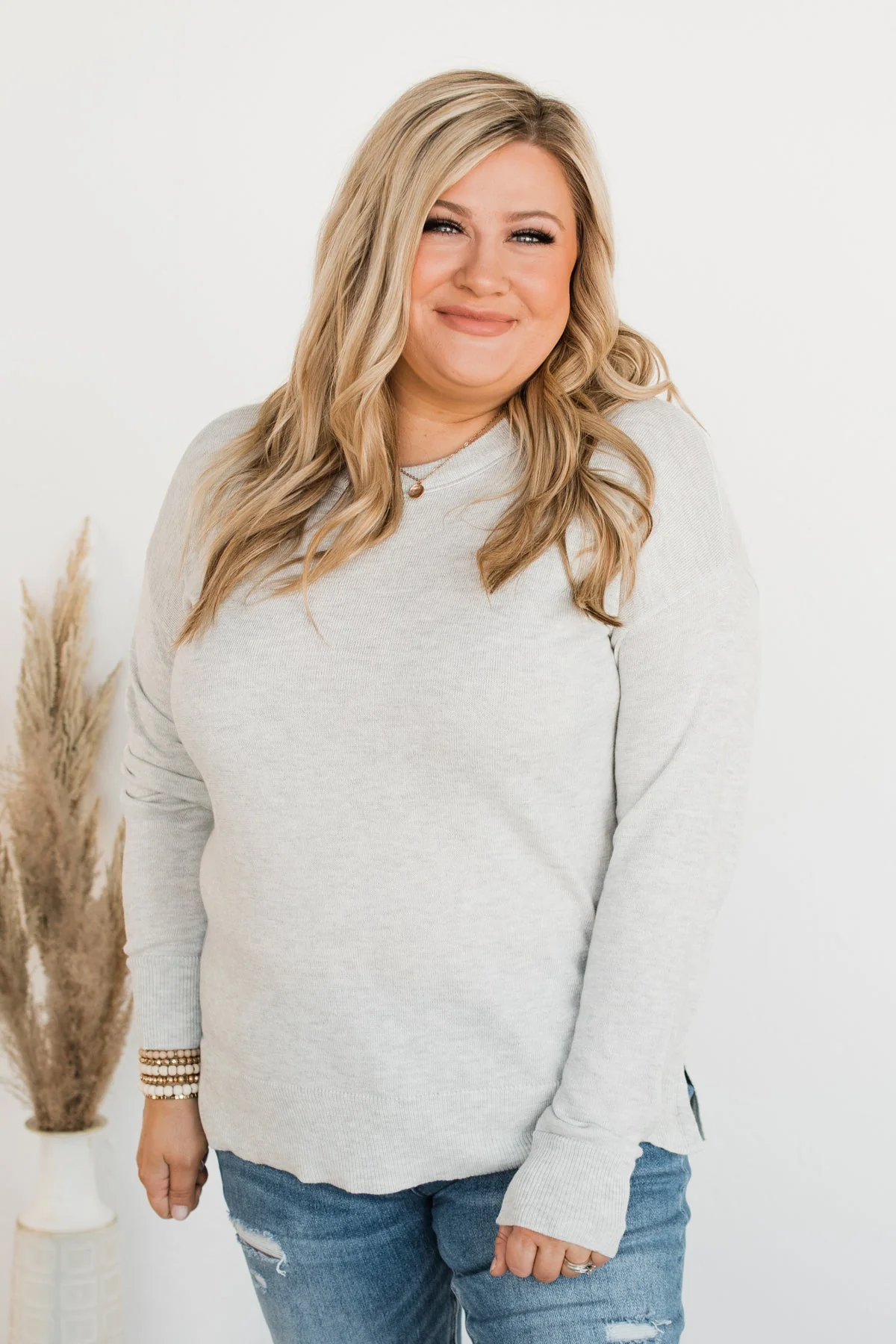 No Worries Here Knit Sweater- Light Grey - Image 6
