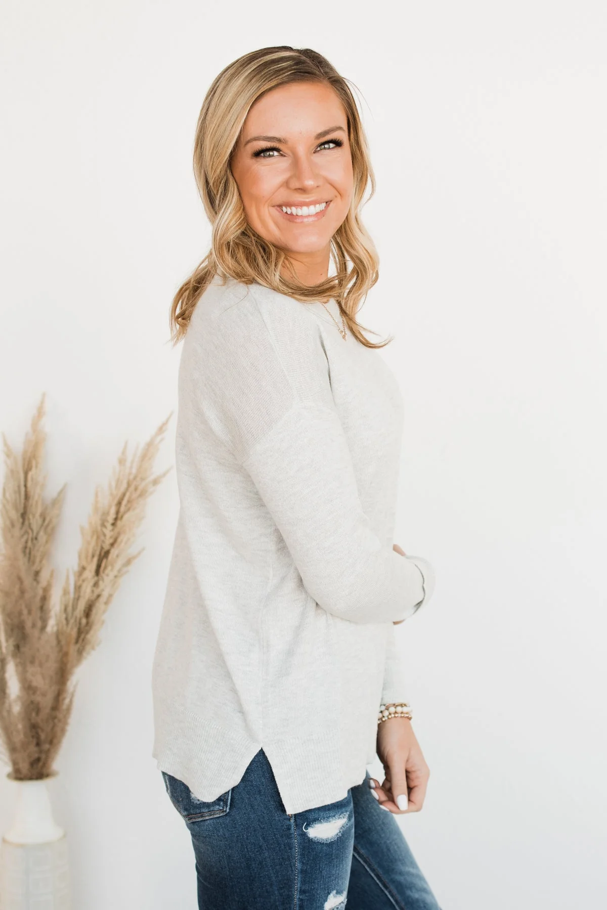 No Worries Here Knit Sweater- Light Grey - Image 7