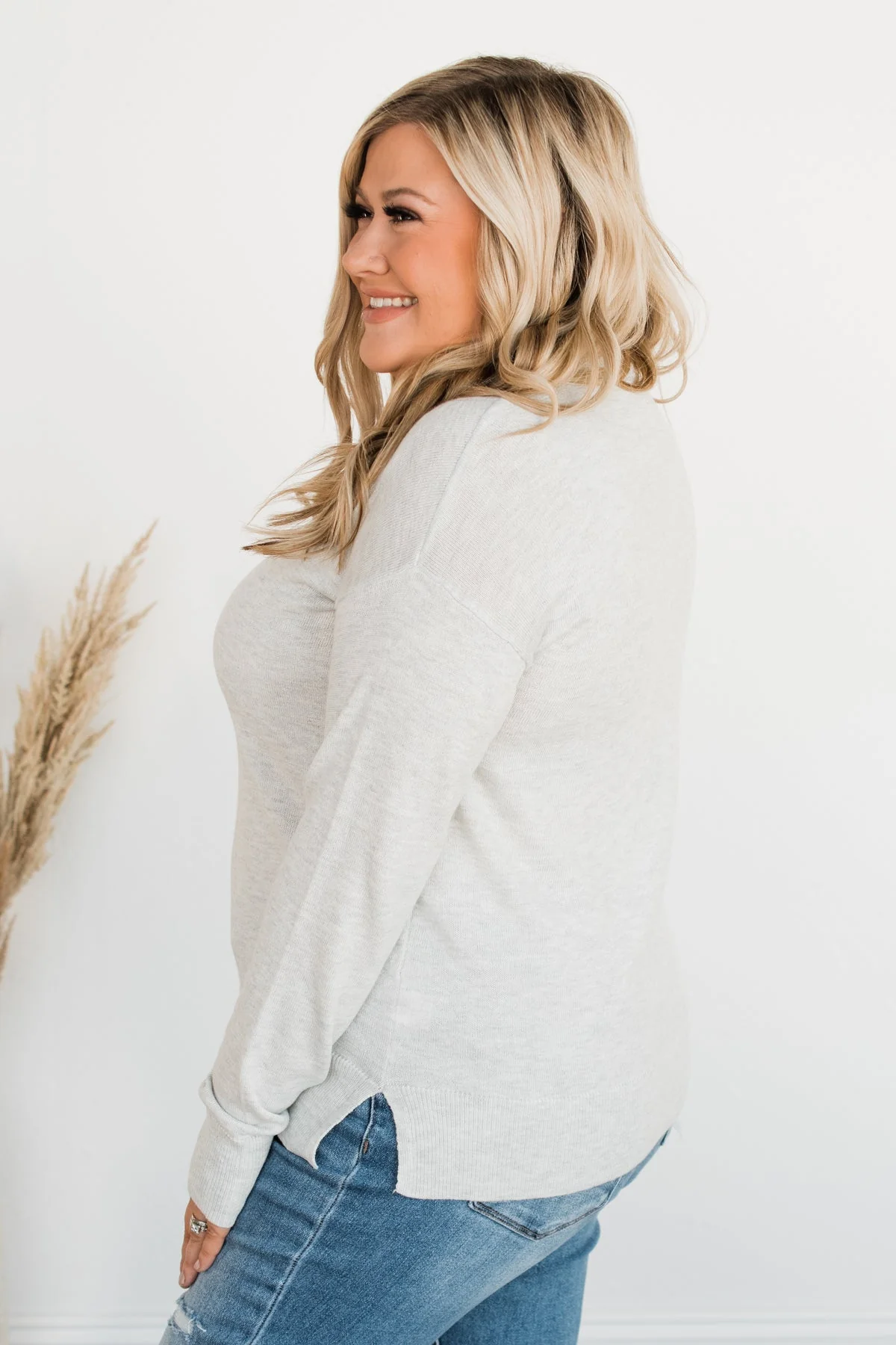 No Worries Here Knit Sweater- Light Grey - Image 8