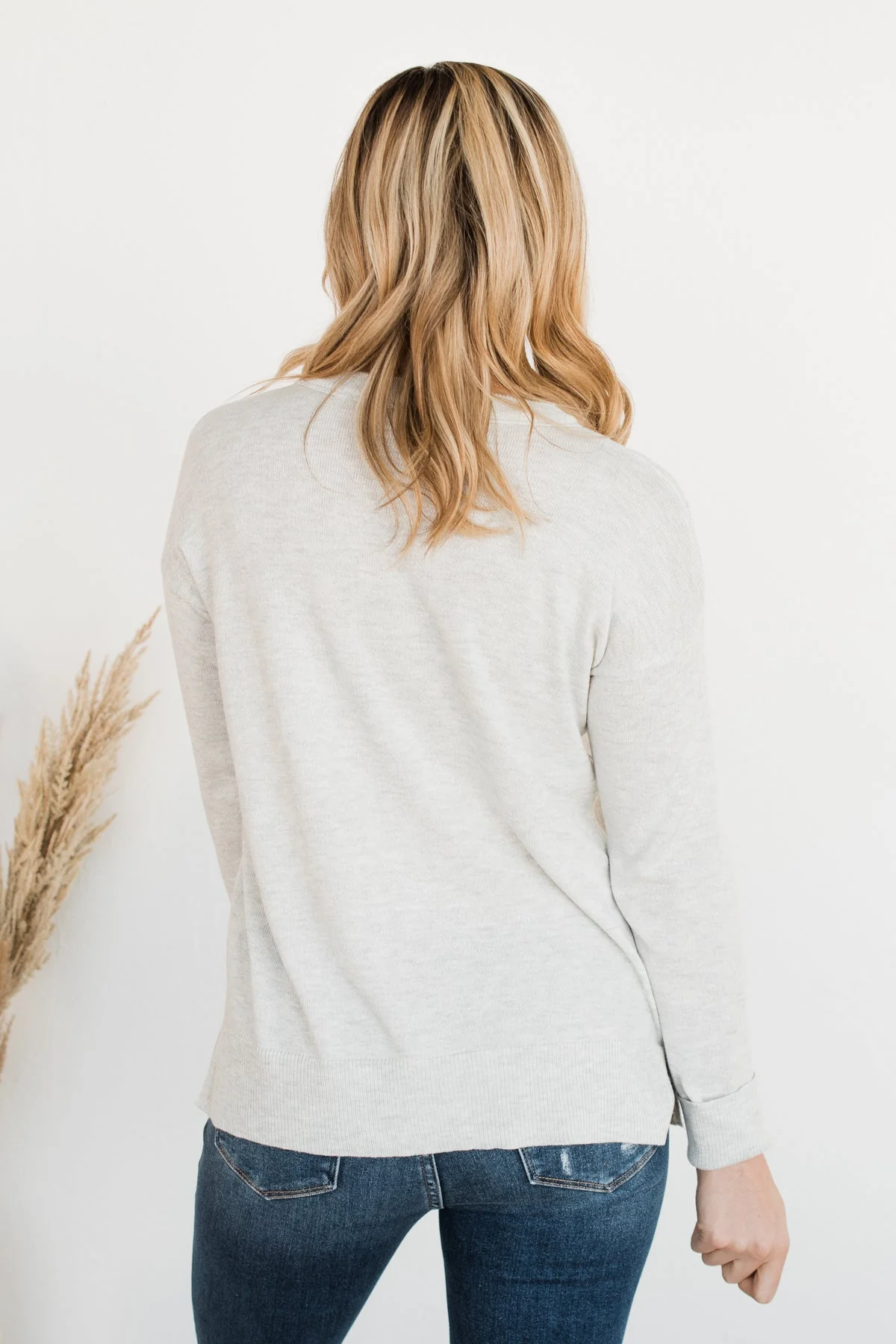 No Worries Here Knit Sweater- Light Grey - Image 9