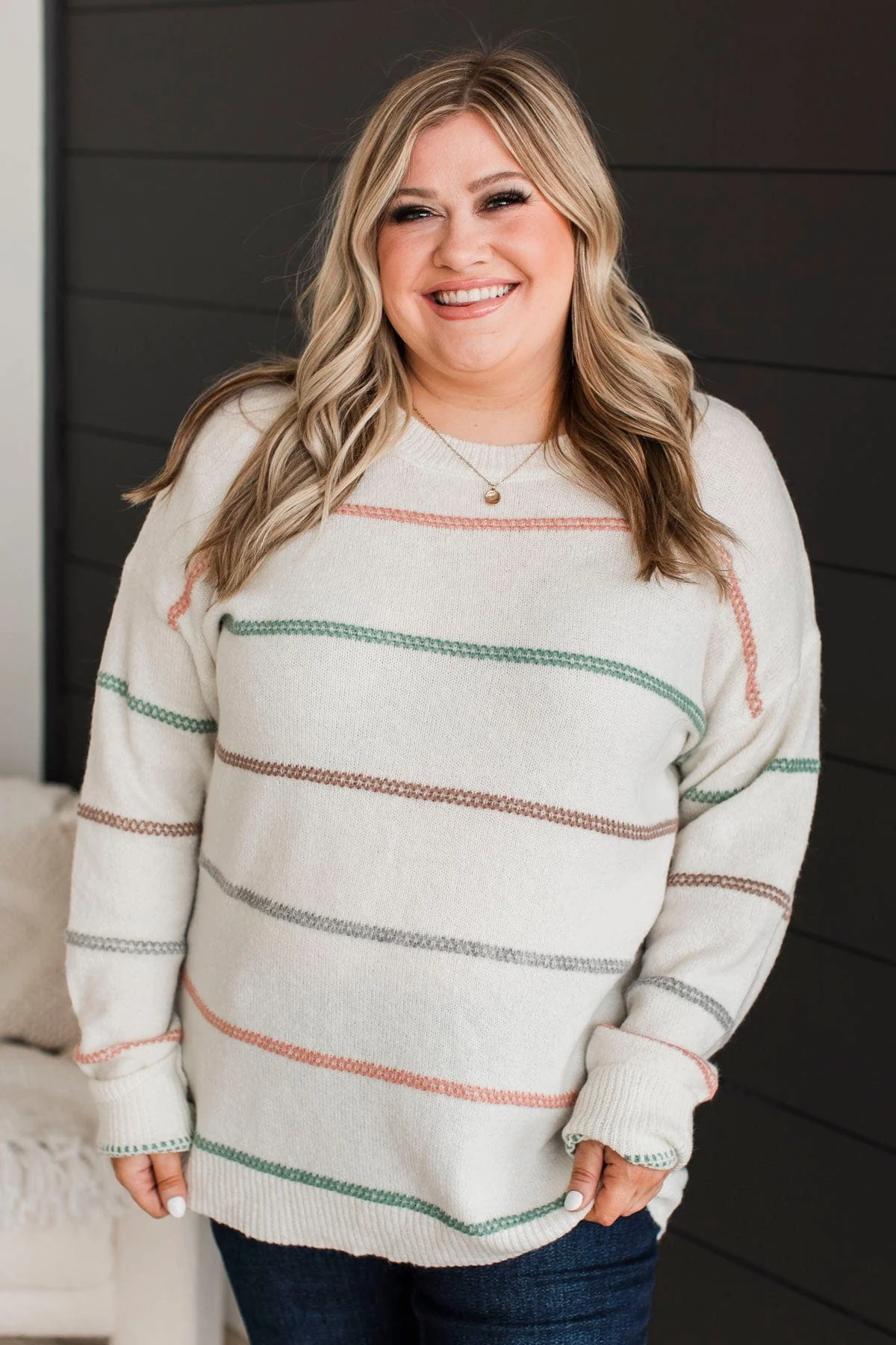 Nobody But Us Striped Sweater- Ivory - Image 4
