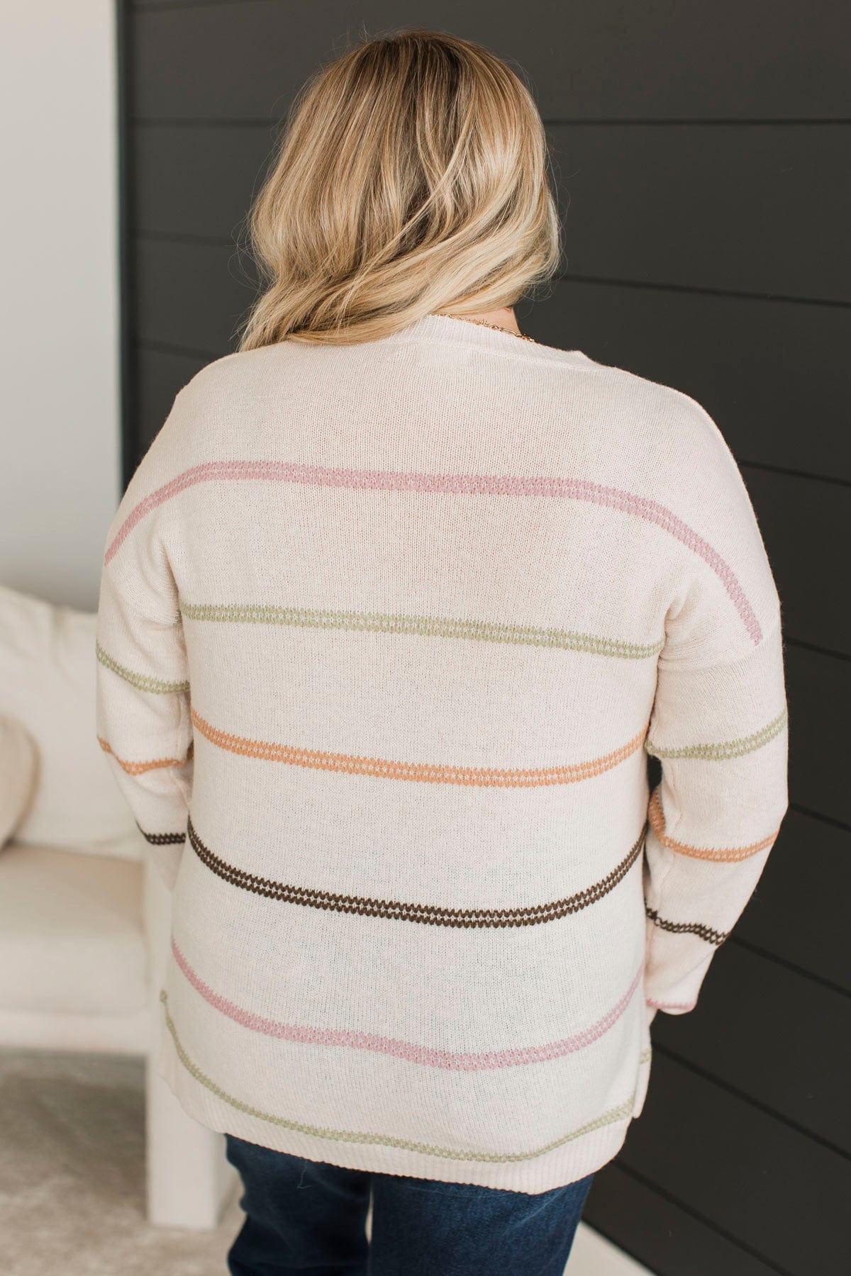 Nobody But Us Striped Sweater- Light Cream - Image 7