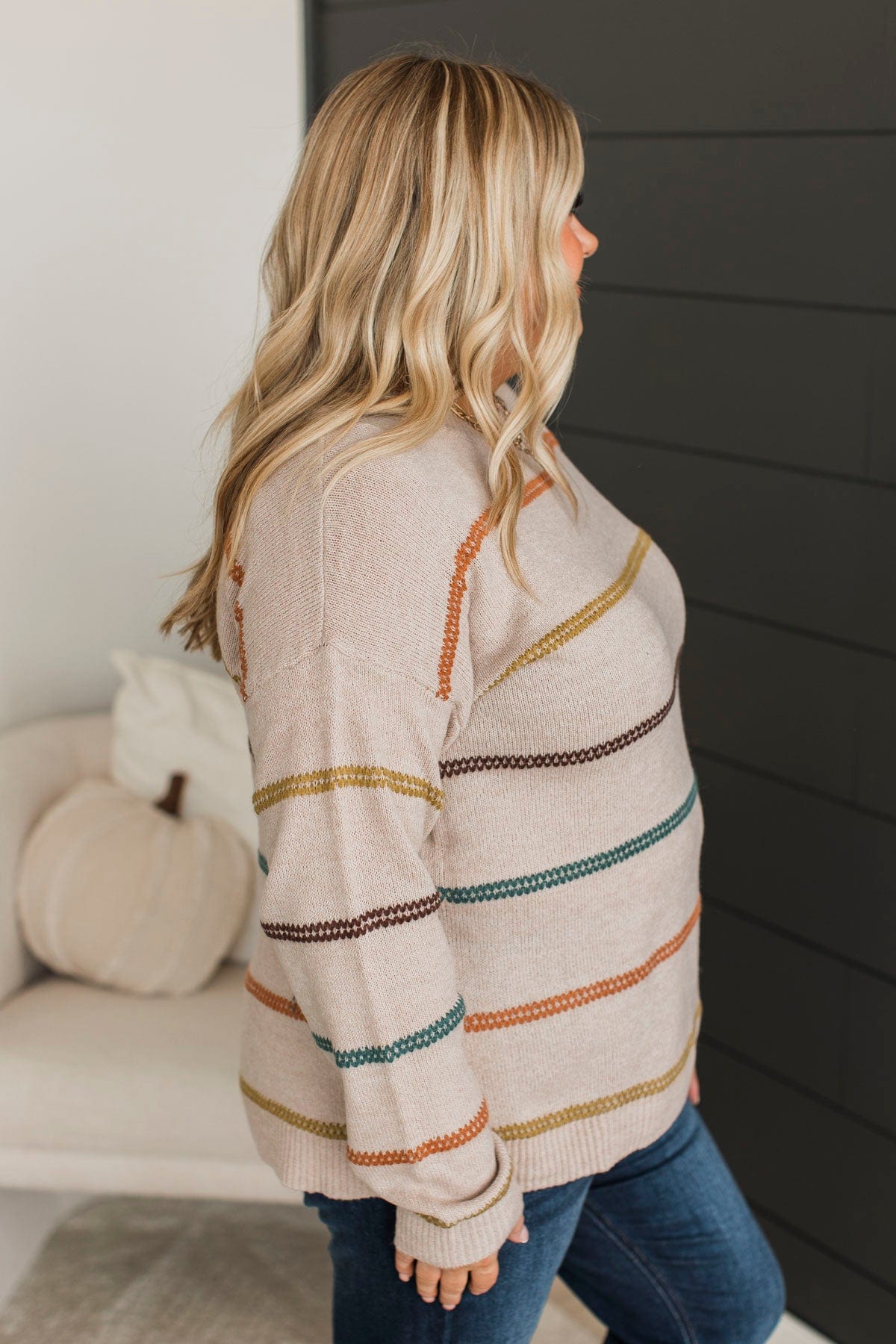Nobody But Us Striped Sweater- Sand - Image 5
