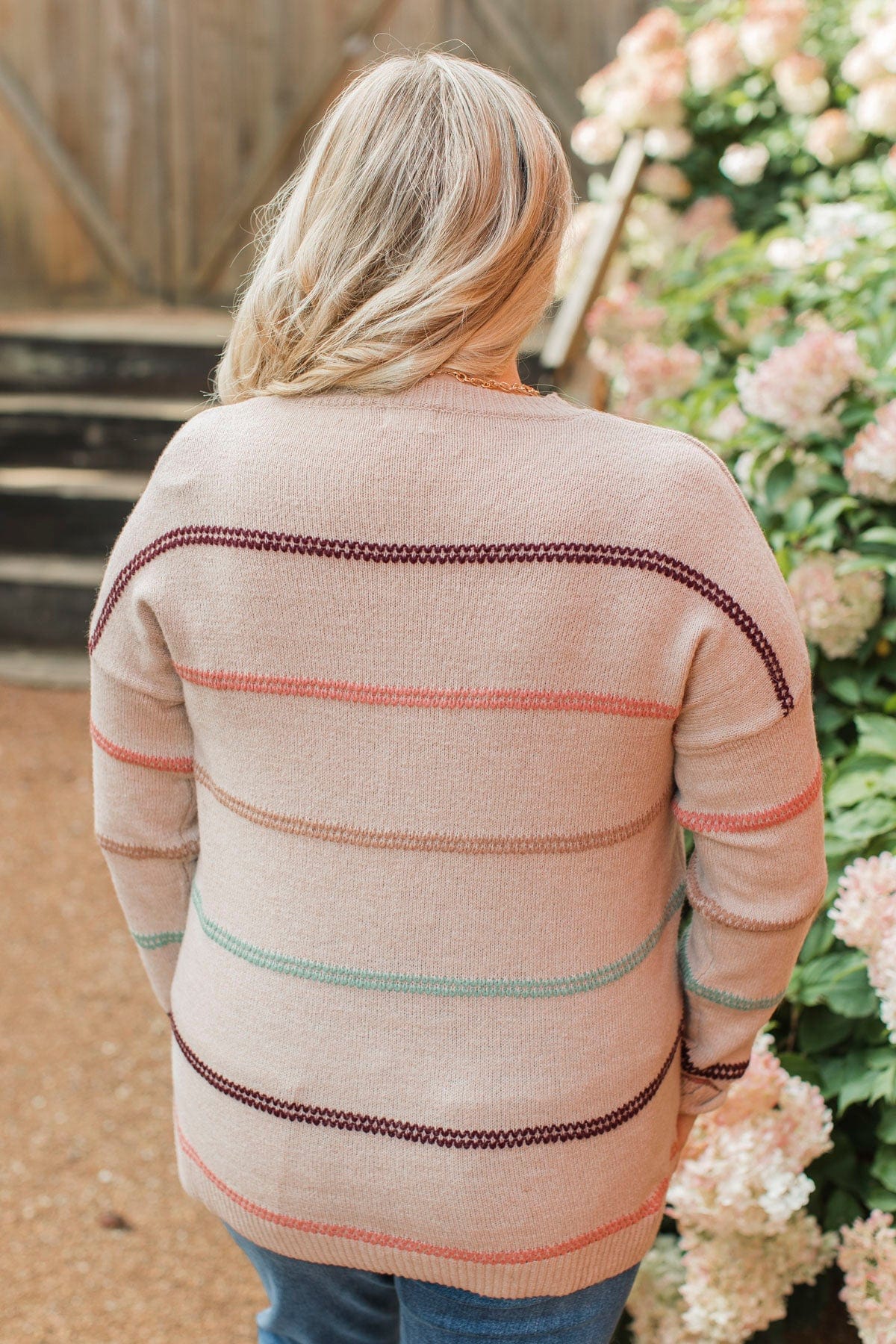 Nobody But Us Striped Sweater- Taupe - Image 6