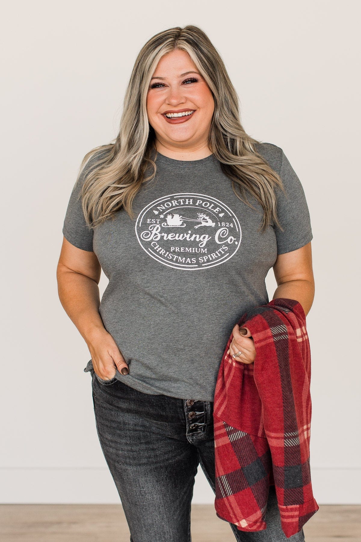 "North Pole Brewing Co" Graphic Tee- Grey - Image 2