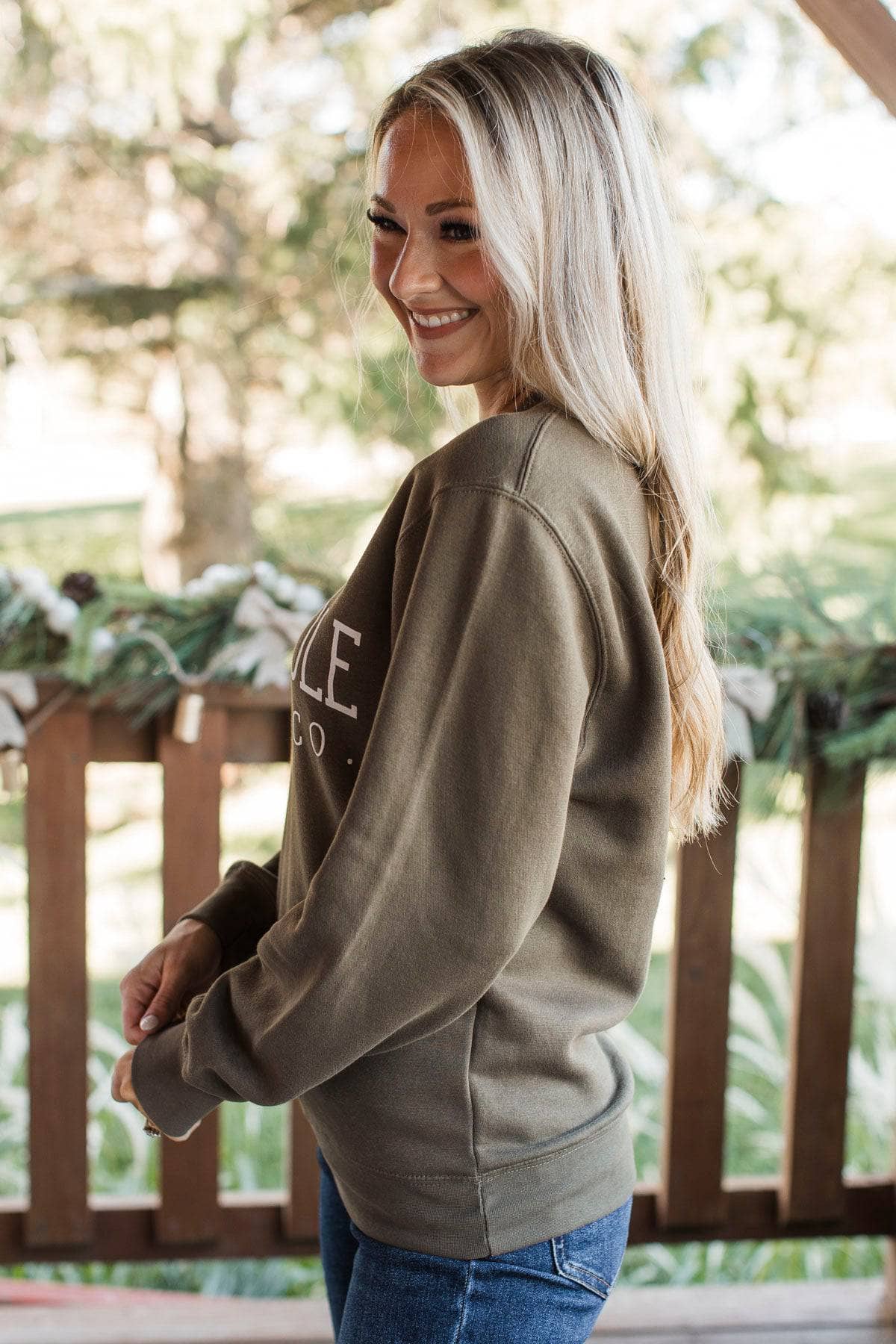 "North Pole Cookie Co." Crew Neck Pullover- Dark Taupe - Image 7