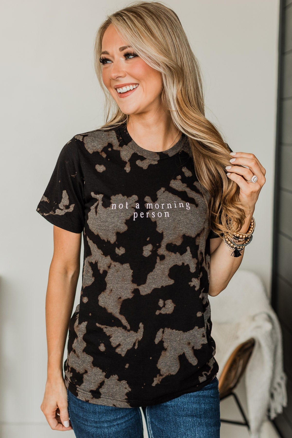 "Not A Morning Person" Graphic Tee- Black - Image 3