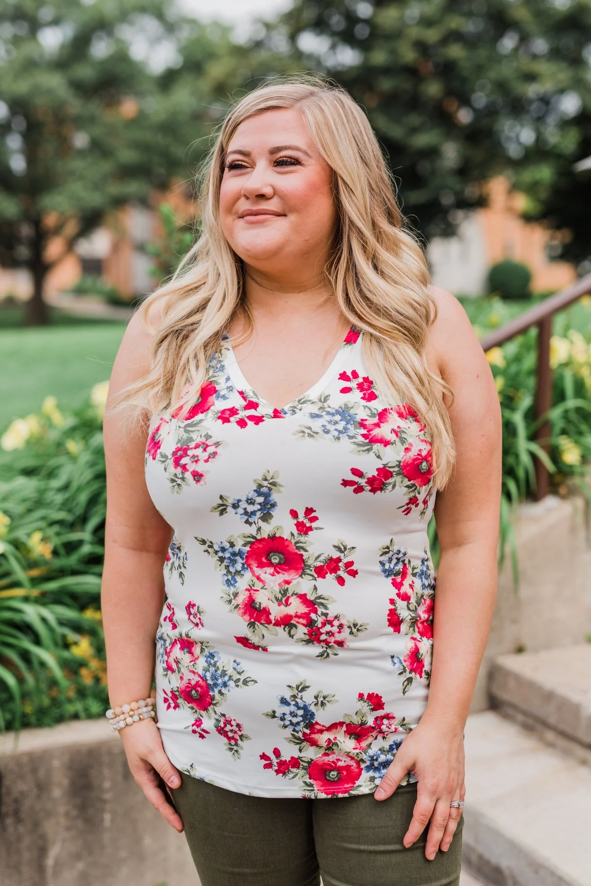 Not Giving Up Floral Tank Top- Ivory - Image 2
