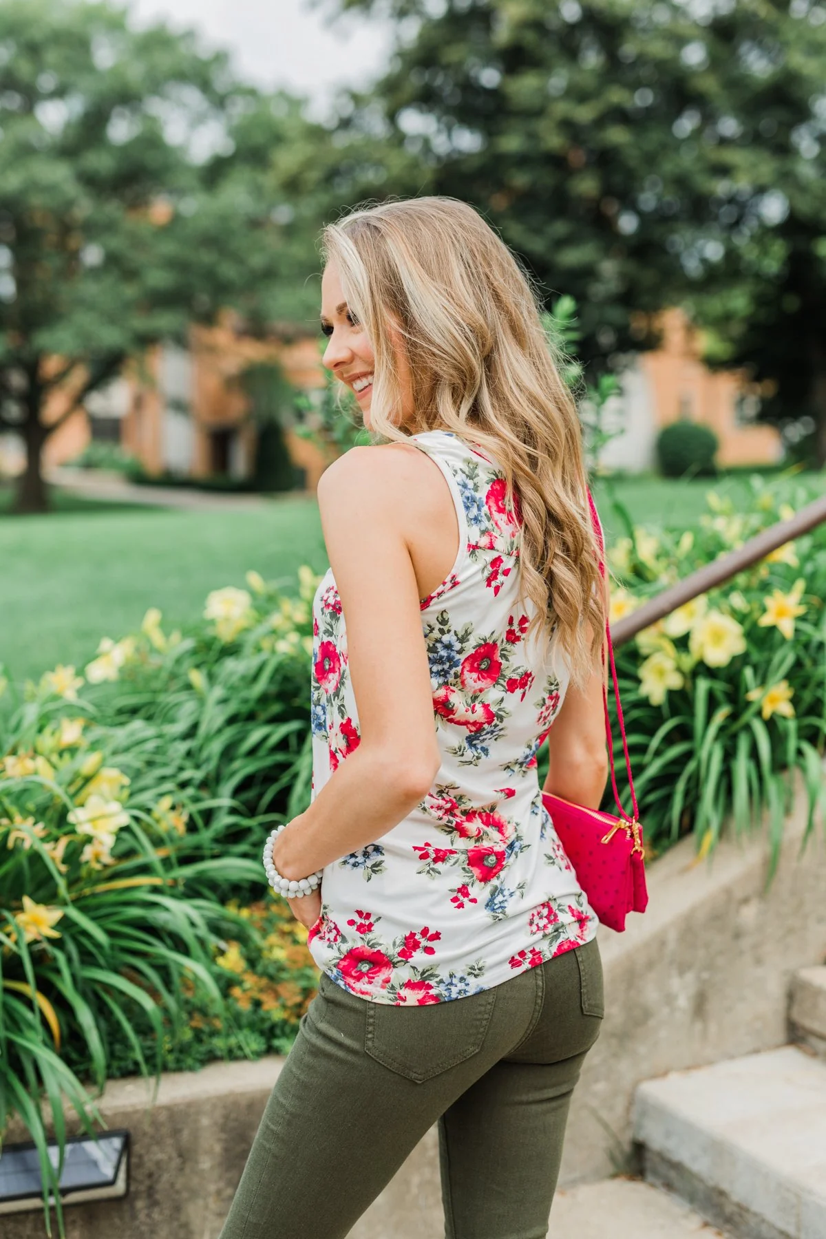 Not Giving Up Floral Tank Top- Ivory - Image 6