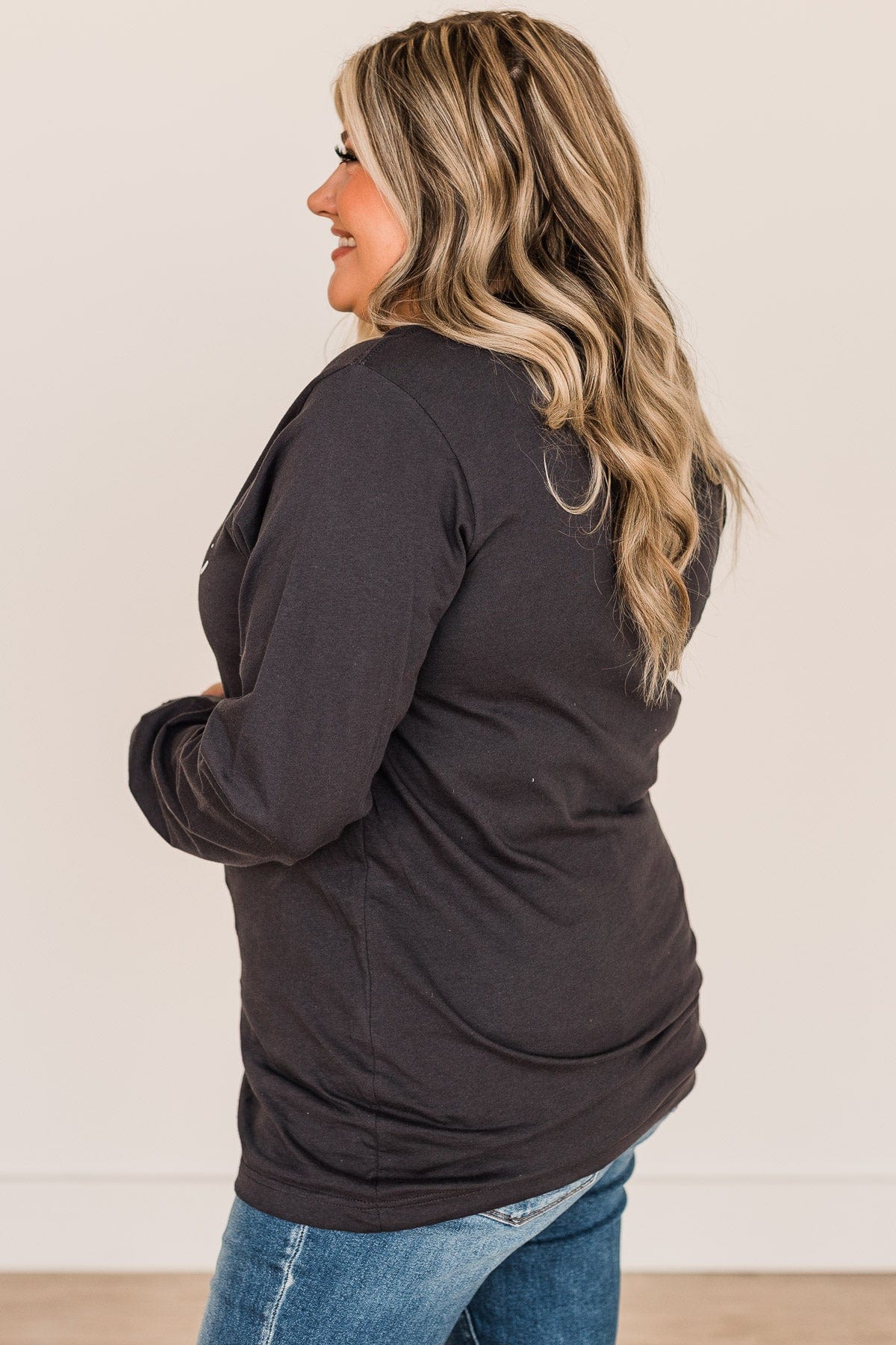 "Not Made For Winter" Long Sleeve Graphic Tee- Dark Charcoal - Image 6