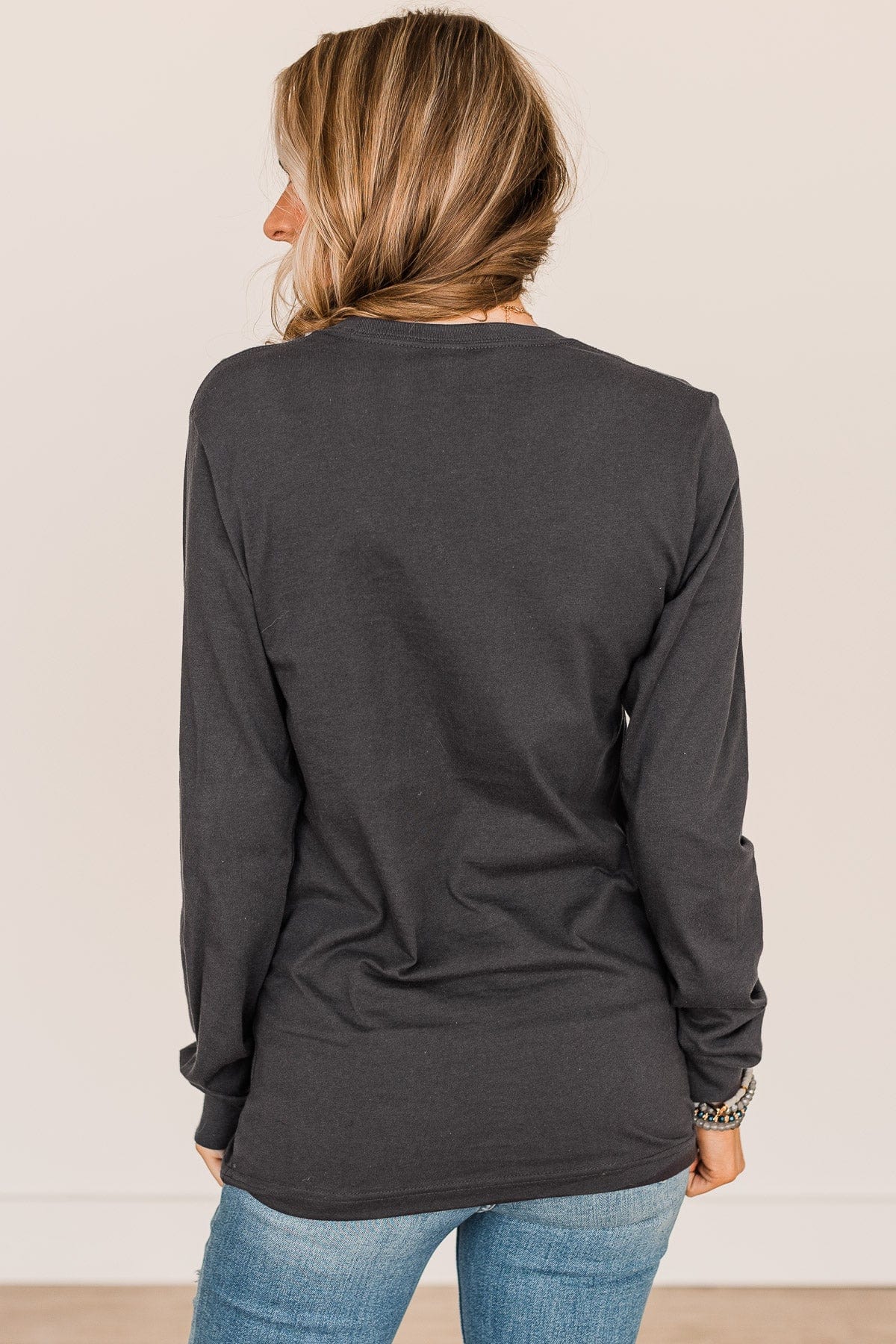 "Not Made For Winter" Long Sleeve Graphic Tee- Dark Charcoal - Image 7