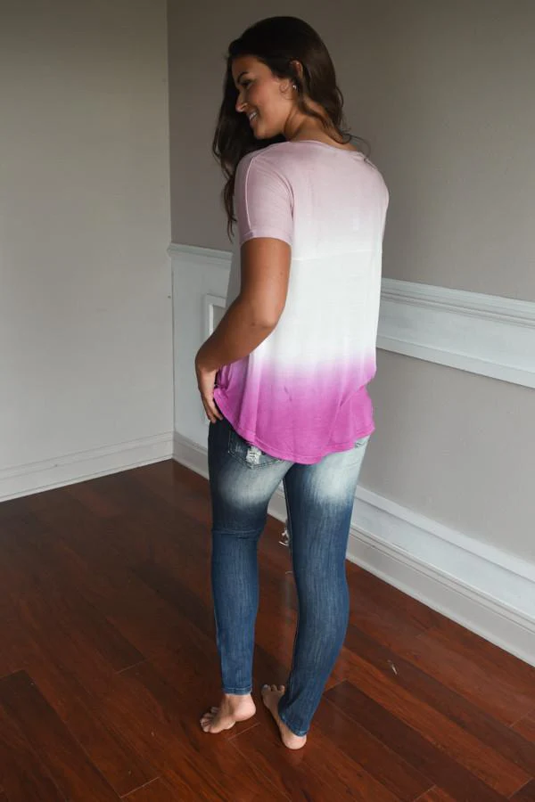 No Time for Talk Pink Ombre Top - Image 5