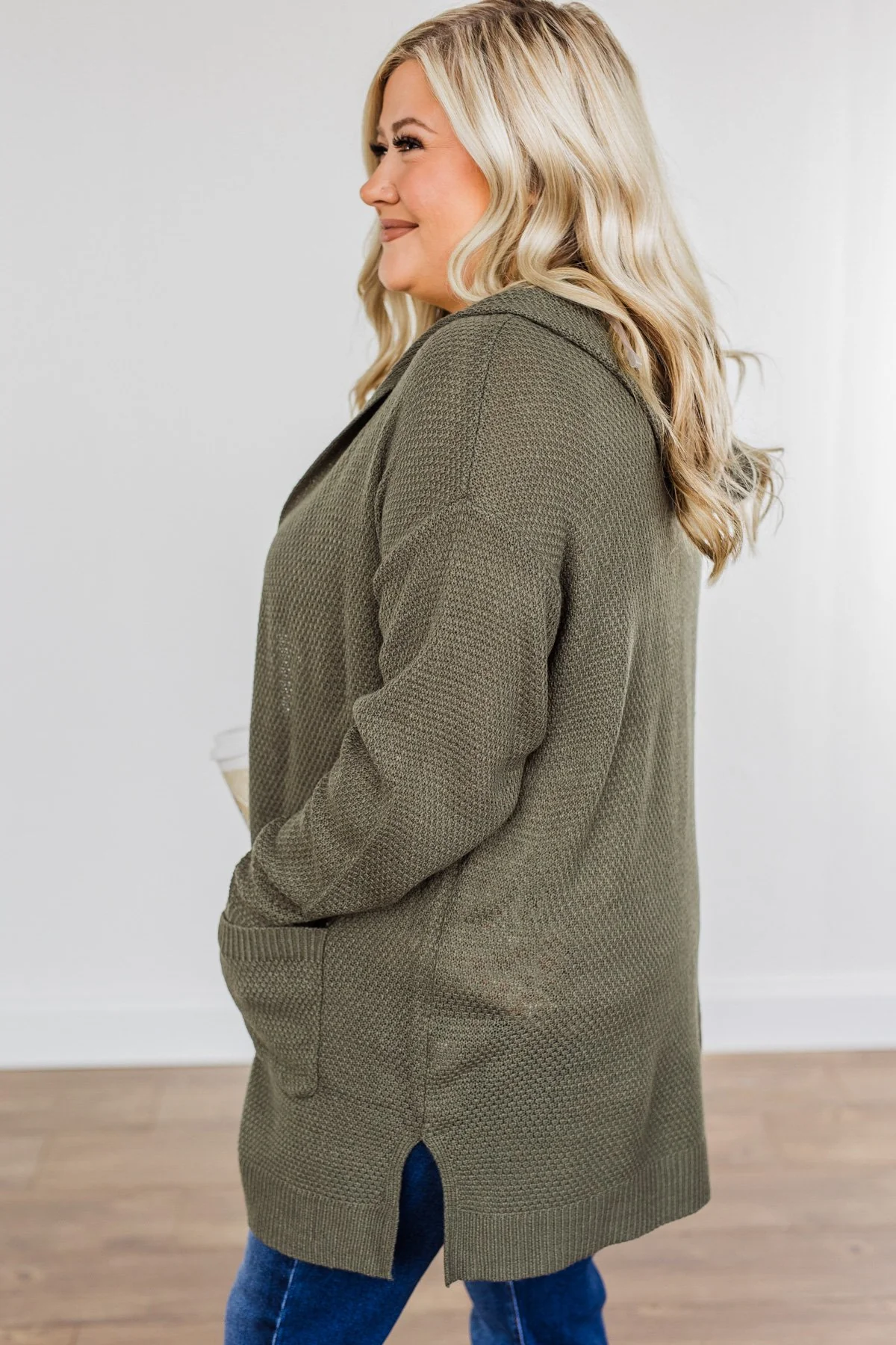Nothing To Prove Hooded Knit Cardigan- Olive - Image 7