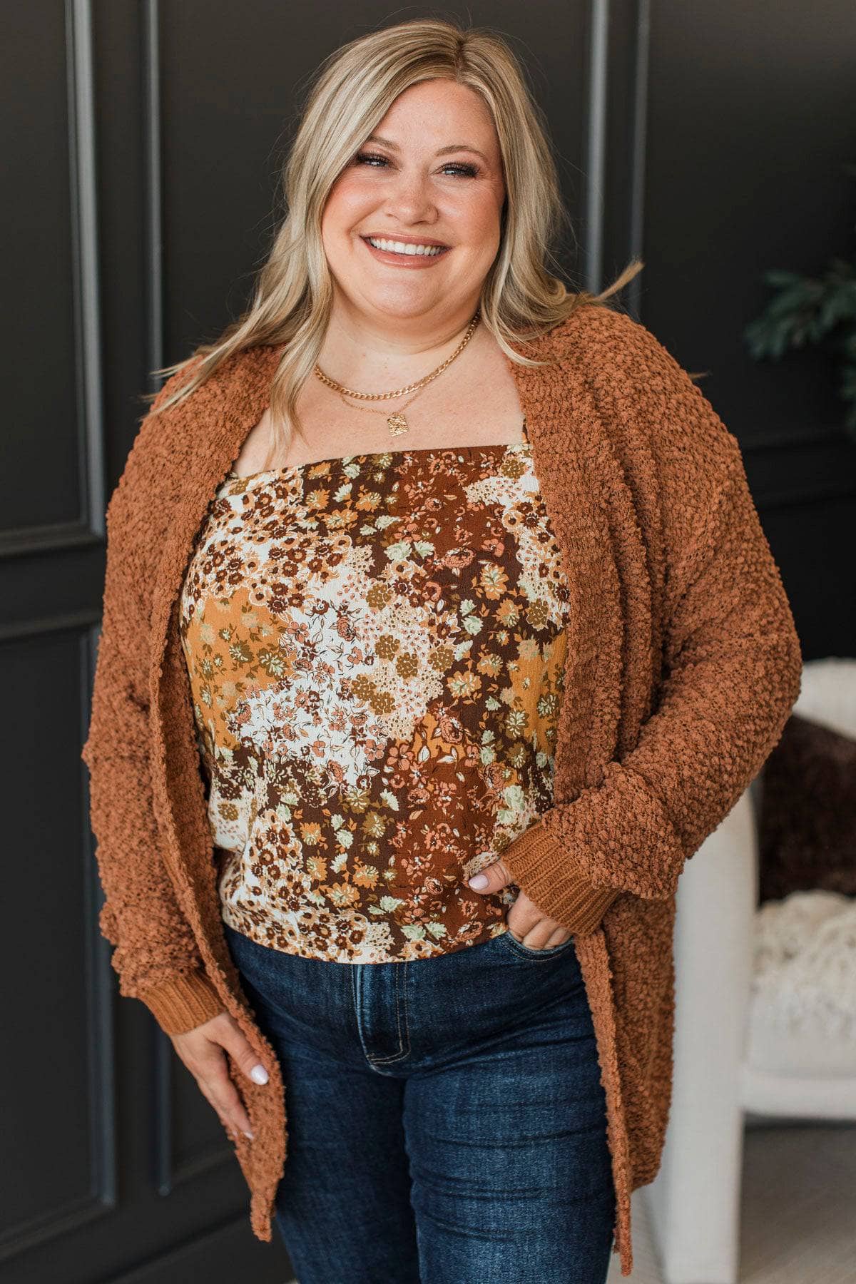 Noticeably Perfect Floral Patchwork Tank Top- Brown - Image 7