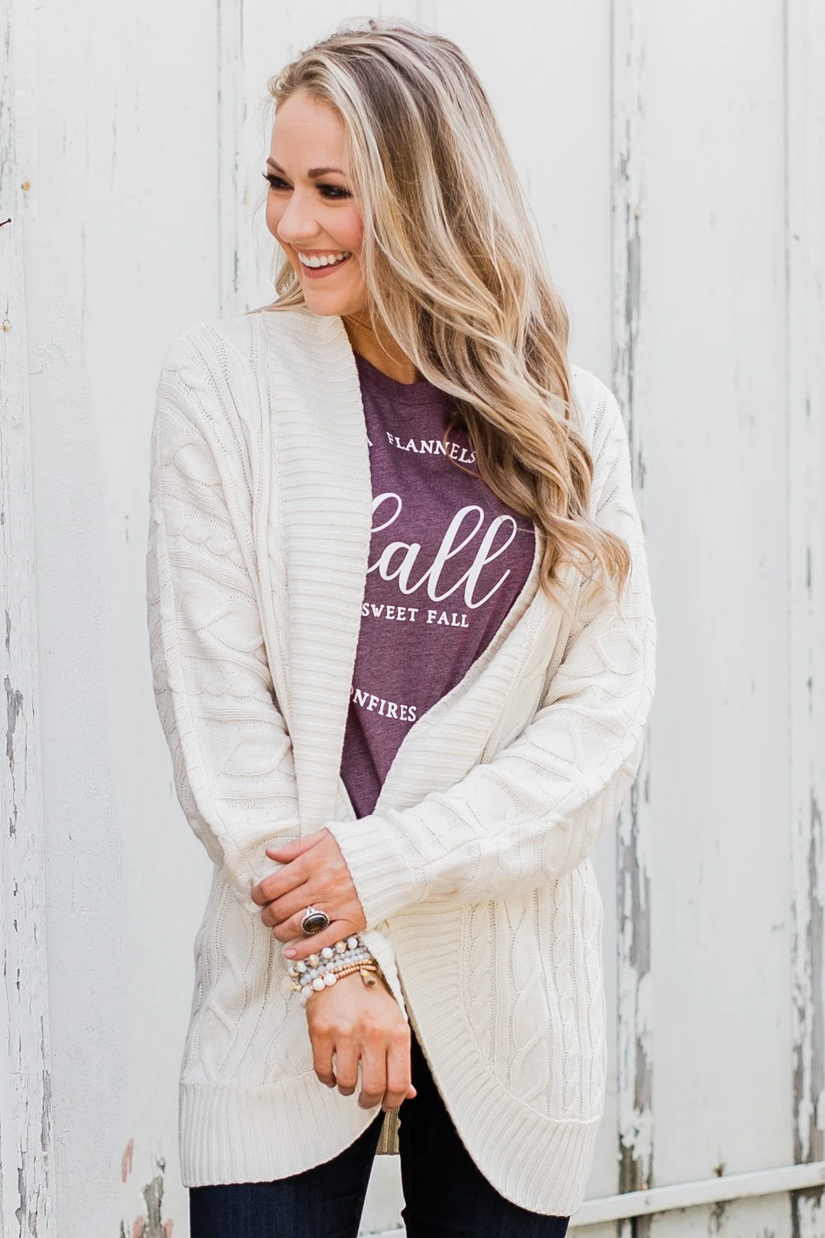 Noticing You Cable Knit Cardigan- Cream - Image 2