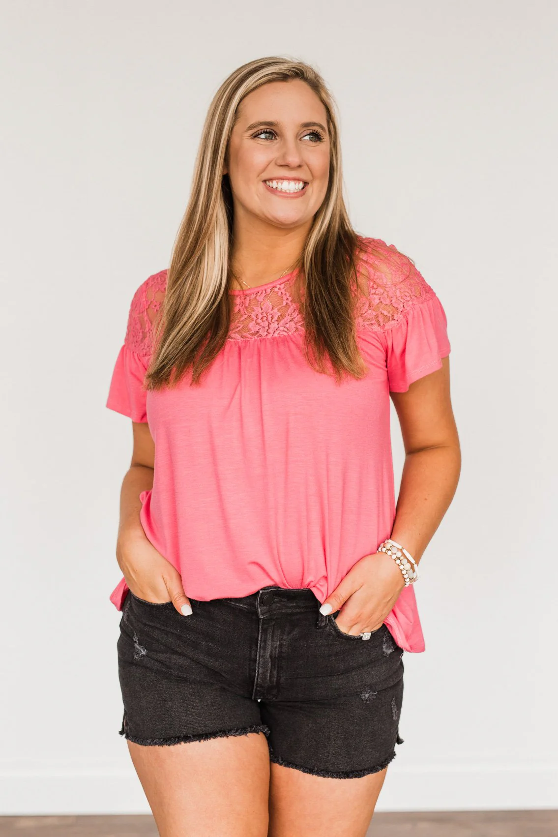 Now & Forever Yours Lace Top- Bubblegum Pink - Image 6
