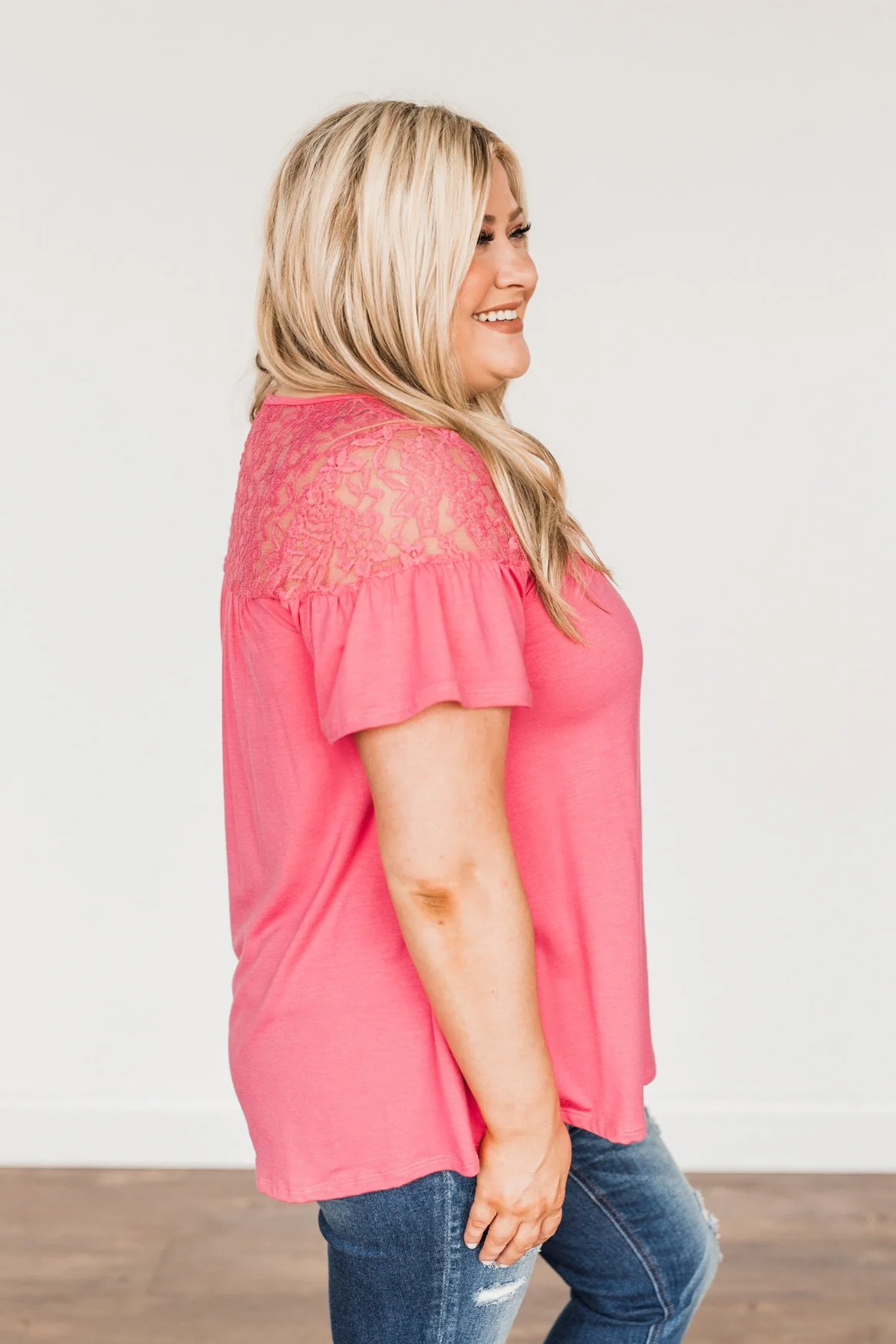 Now & Forever Yours Lace Top- Bubblegum Pink - Image 8
