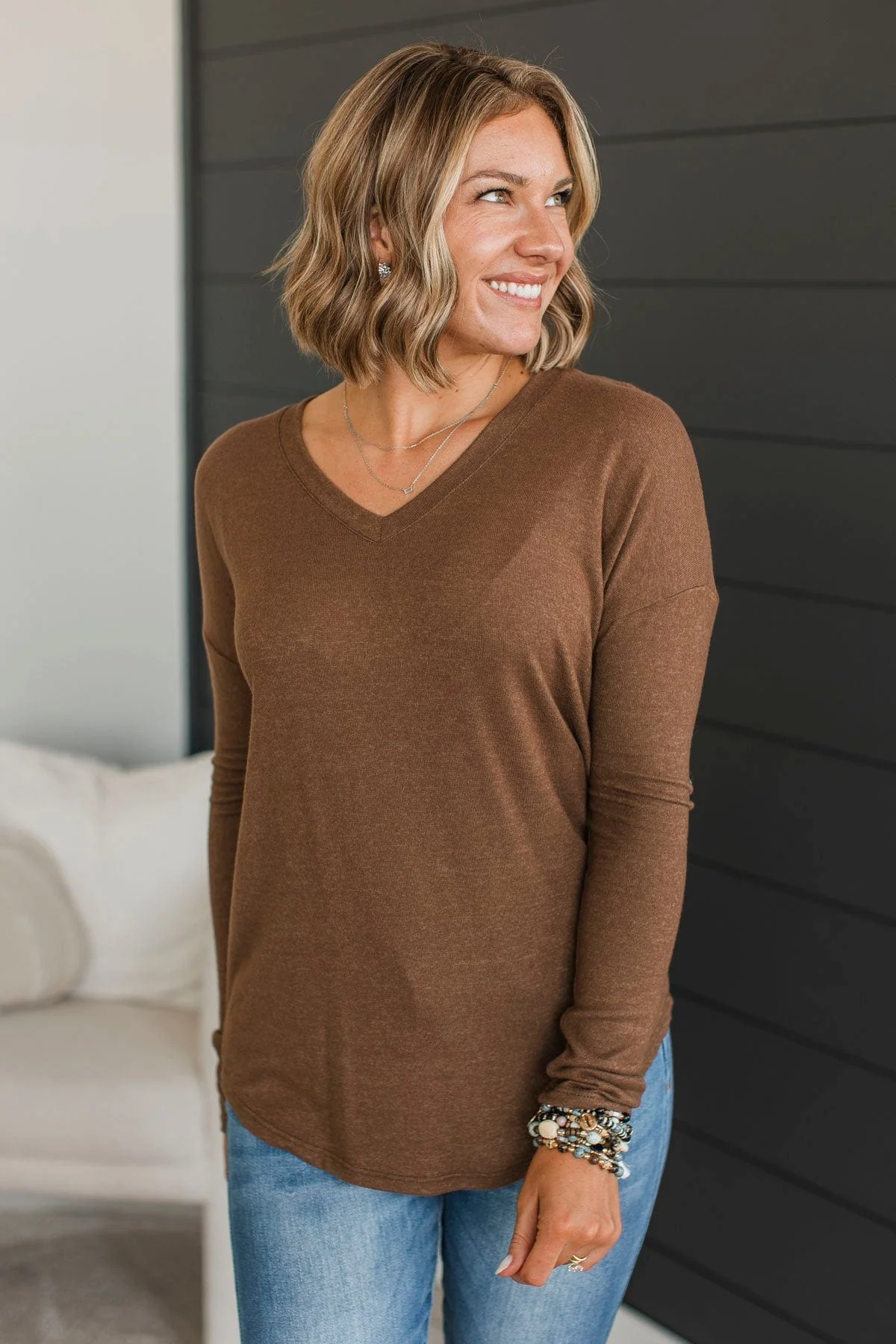 Now You Know Long Sleeve Top- Cocoa - Image 2
