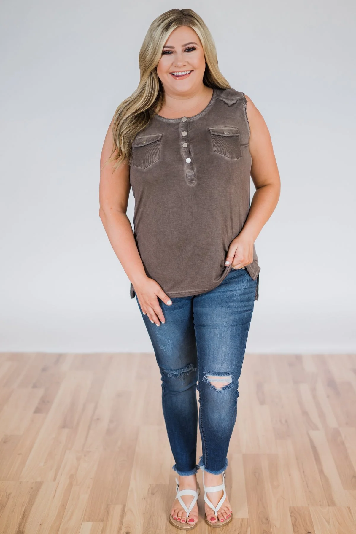 Nowhere to Be Tank Top- Mocha - Image 4