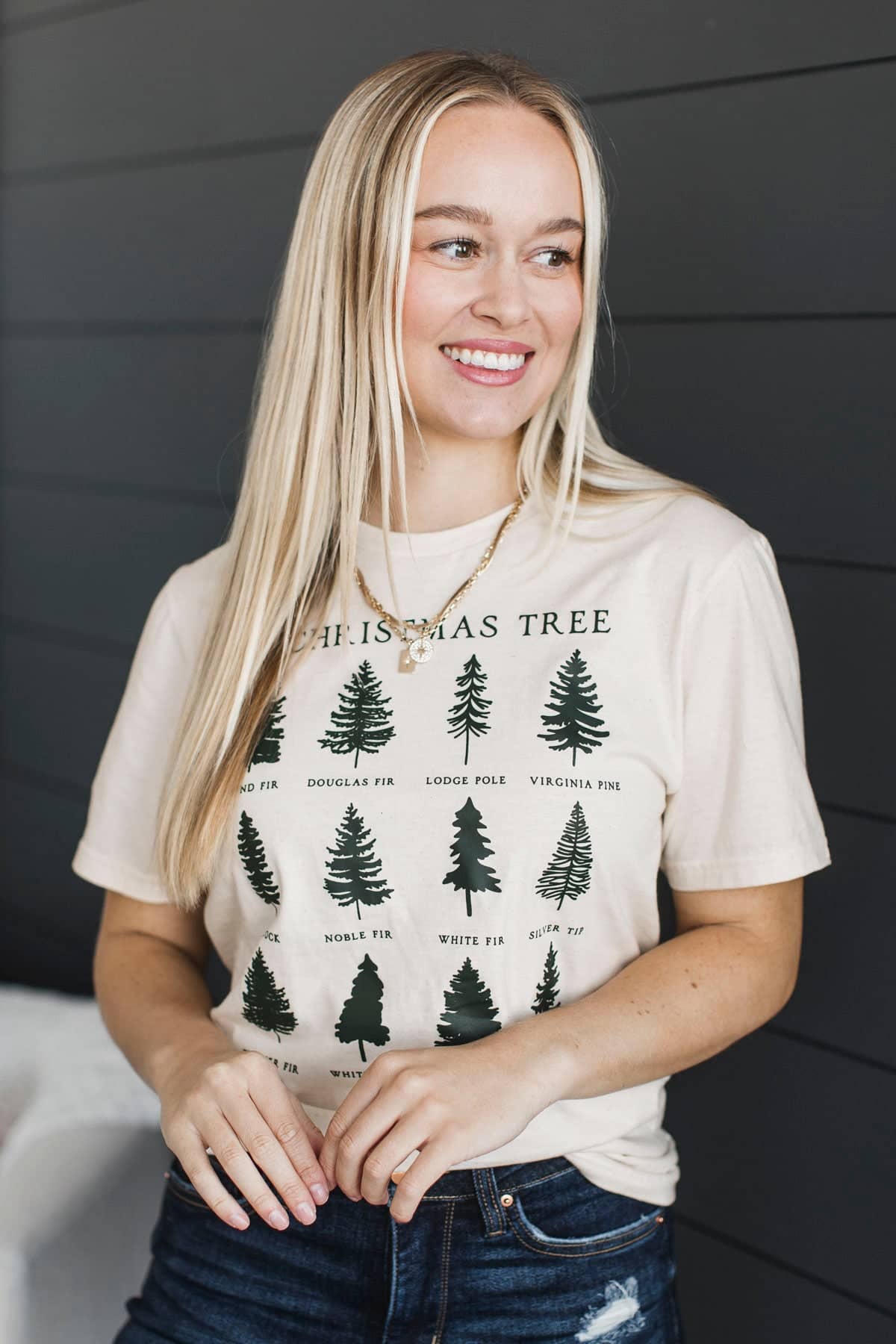 "O Christmas Tree" Graphic Tee- Cream - Image 3