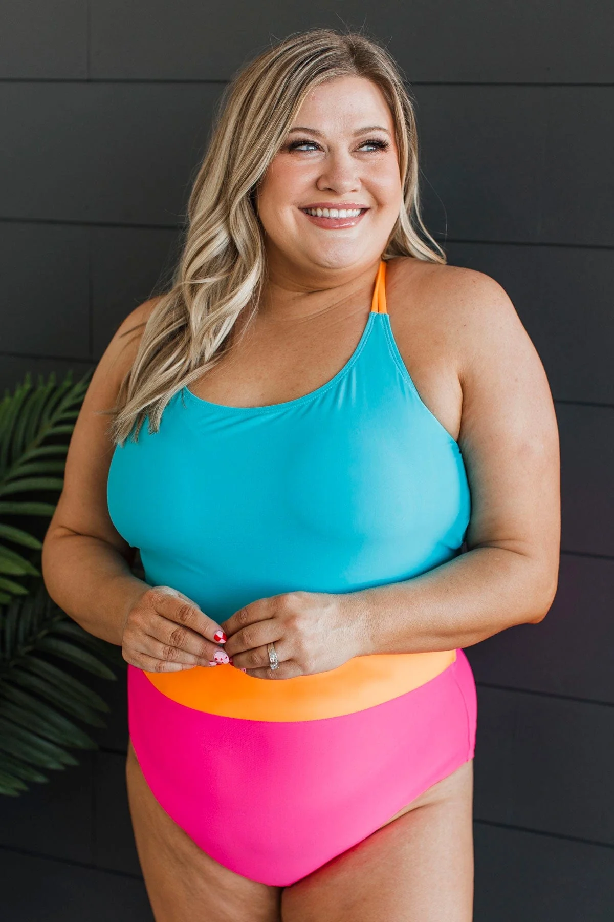 Ocean Outings One-Piece Swimsuit- Blue, Orange, & Pink - Image 4