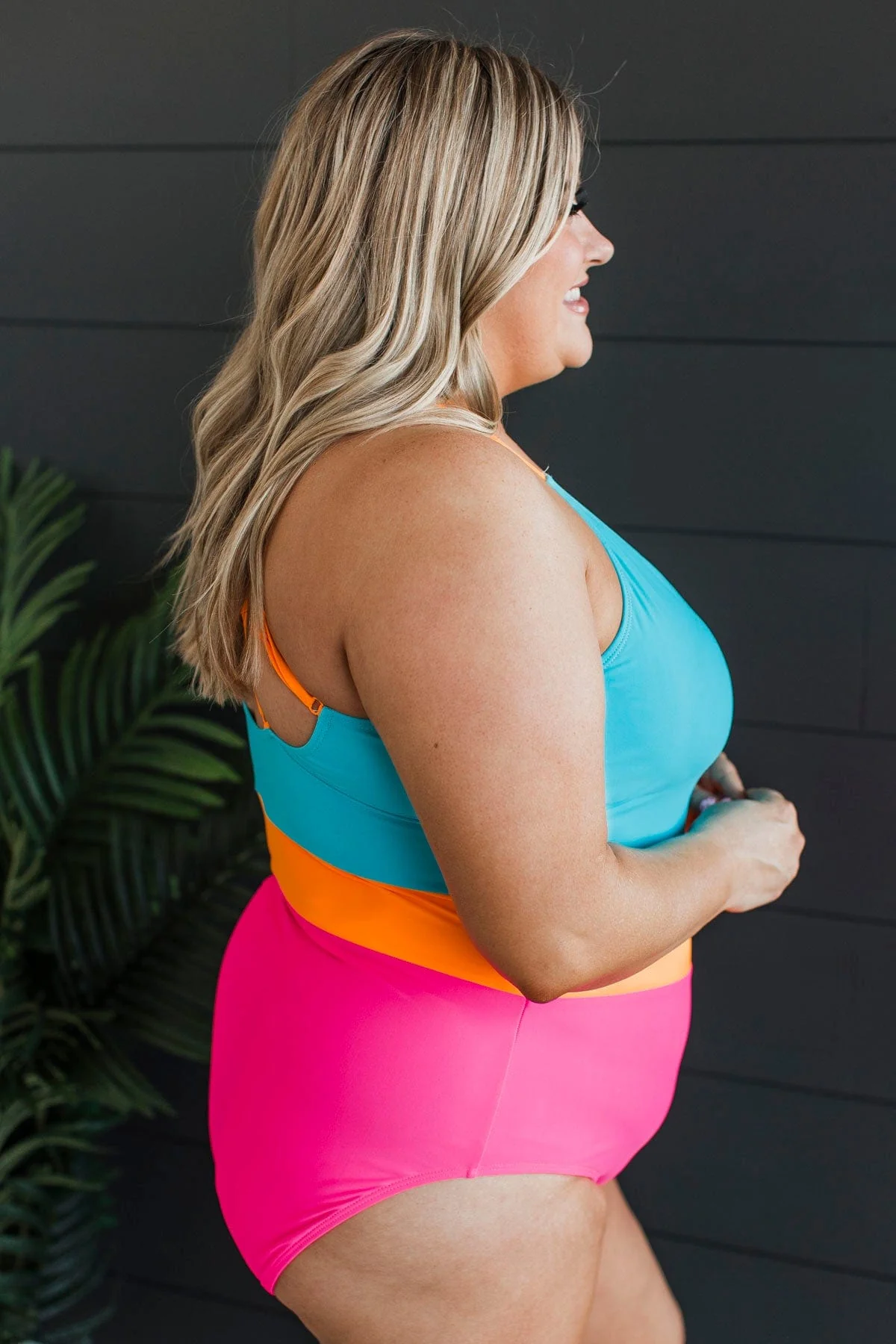 Ocean Outings One-Piece Swimsuit- Blue, Orange, & Pink - Image 6