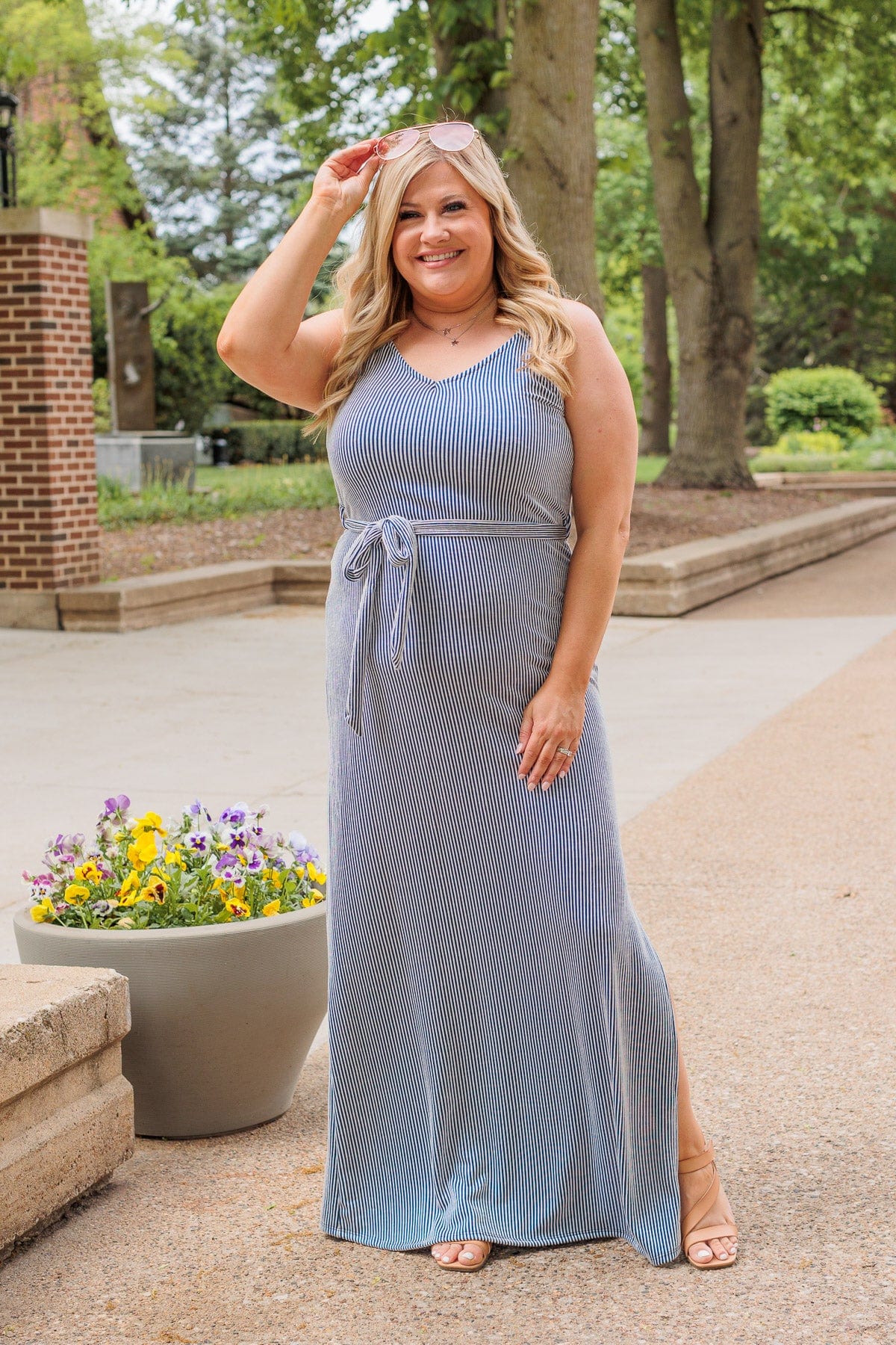Ocean Tides Stripe Maxi Dress- Navy & Ivory - Image 5