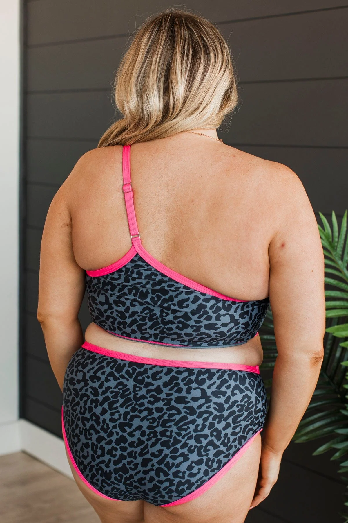 Oceans Away Swim Top- Charcoal Leopard & Pink - Image 7