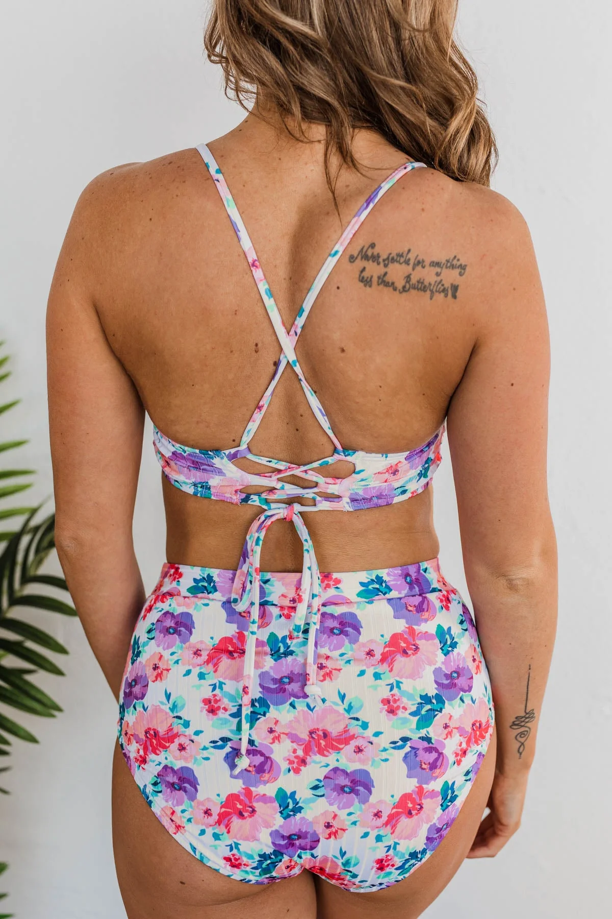 Off To The Ocean Triangle Bikini Top- Pink & Purple Floral - Image 11