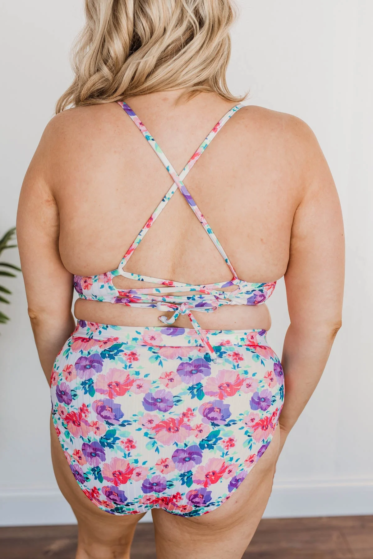 Off To The Ocean Triangle Bikini Top- Pink & Purple Floral - Image 13