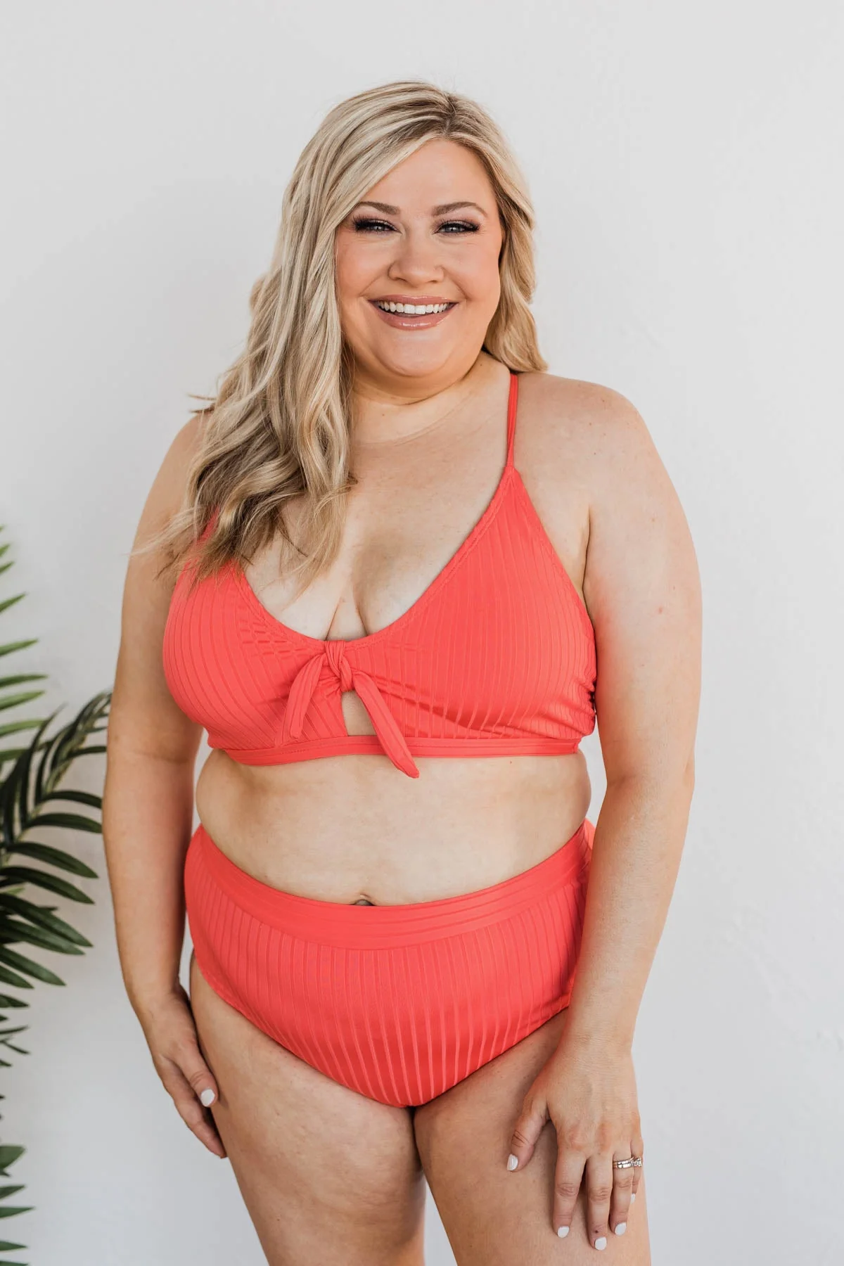 Off To The Ocean Triangle Bikini Top- Tomato - Image 3