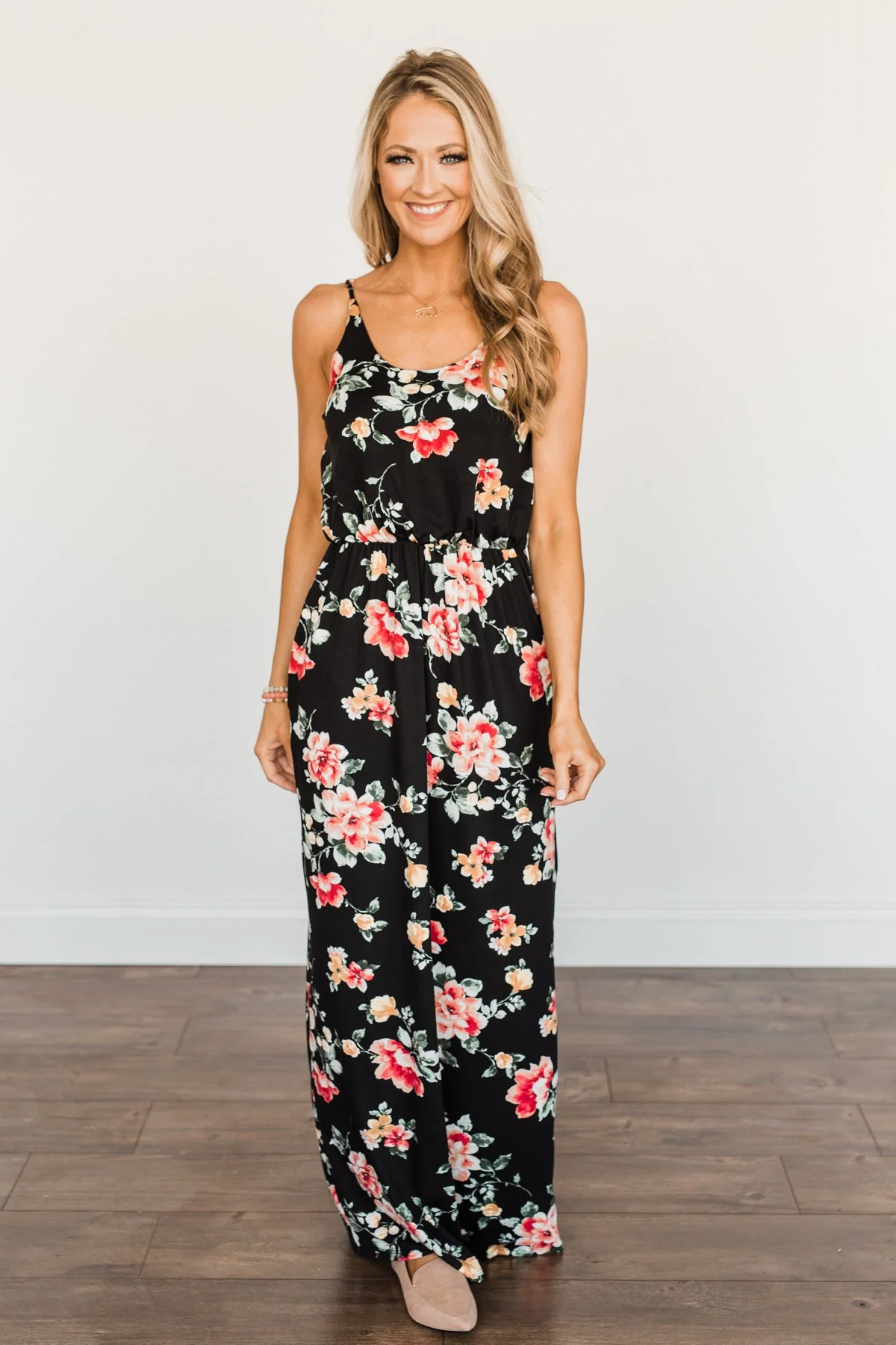 Off To The Tropics Floral Maxi Dress- Black - Image 2