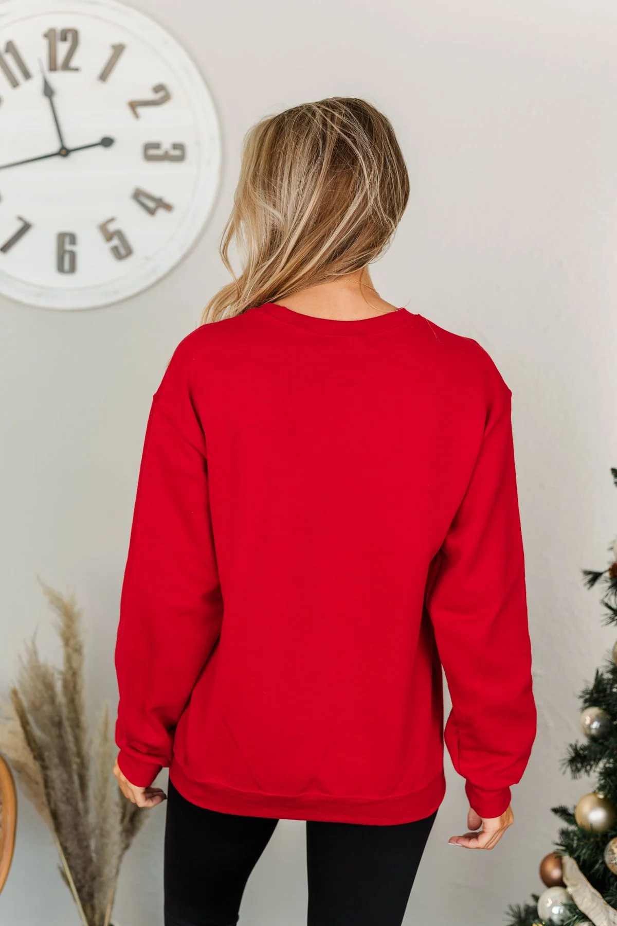 "Oh Christmas Tree" Graphic Crewneck Pullover- Holiday Red - Image 12