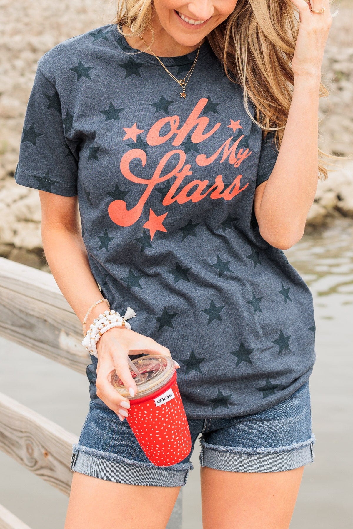 "Oh My Stars" Graphic Tee- Navy - Image 2