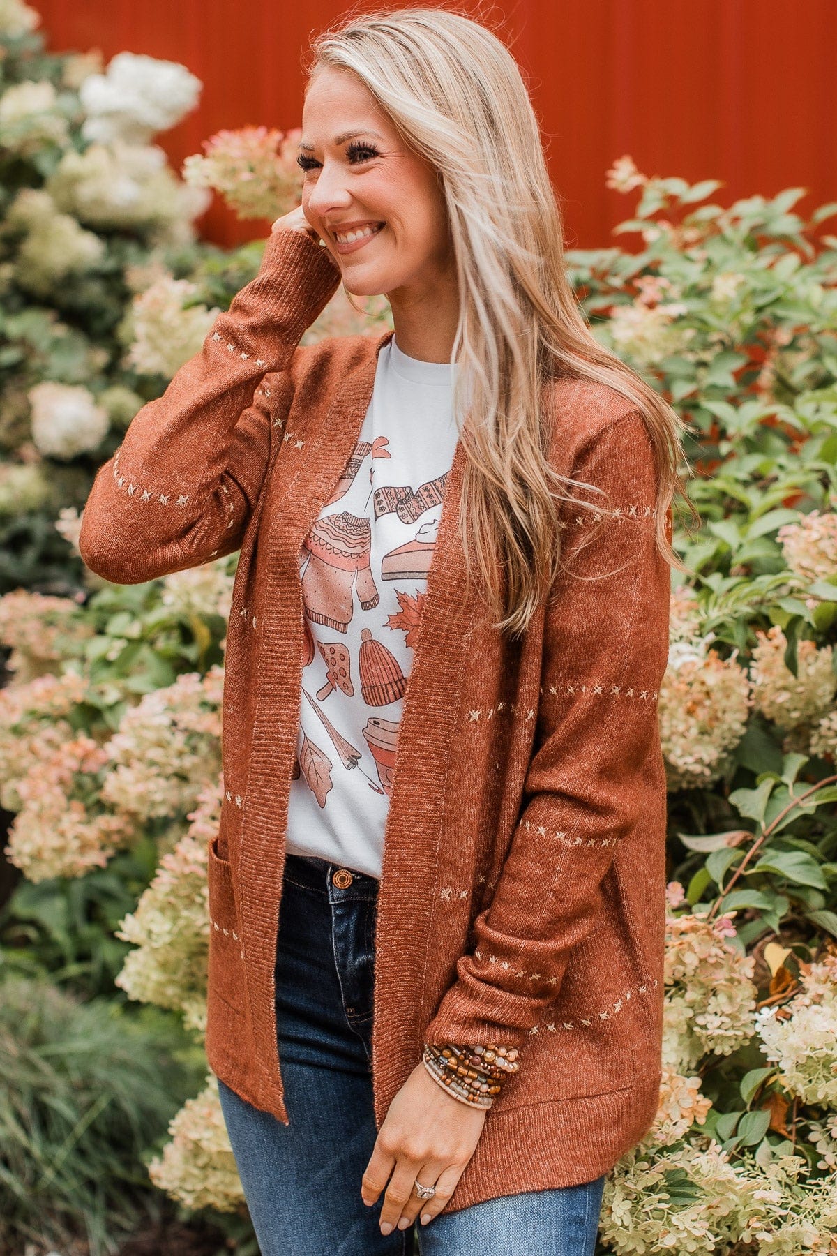Oh So Lovely Open Front Cardigan- Copper - Image 5