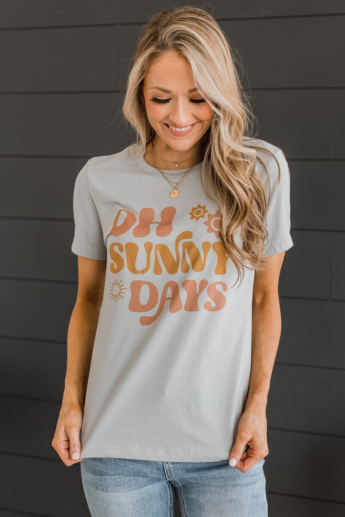 "Oh Sunny Days" Graphic Tee- Grey - Image 2