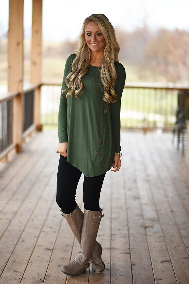 Olive Button Top - Image 2