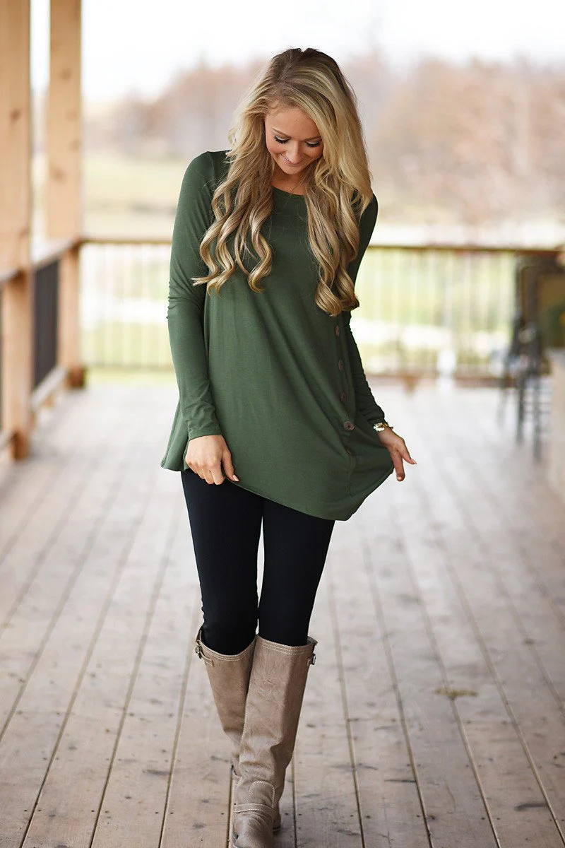 Olive Button Top - Image 4