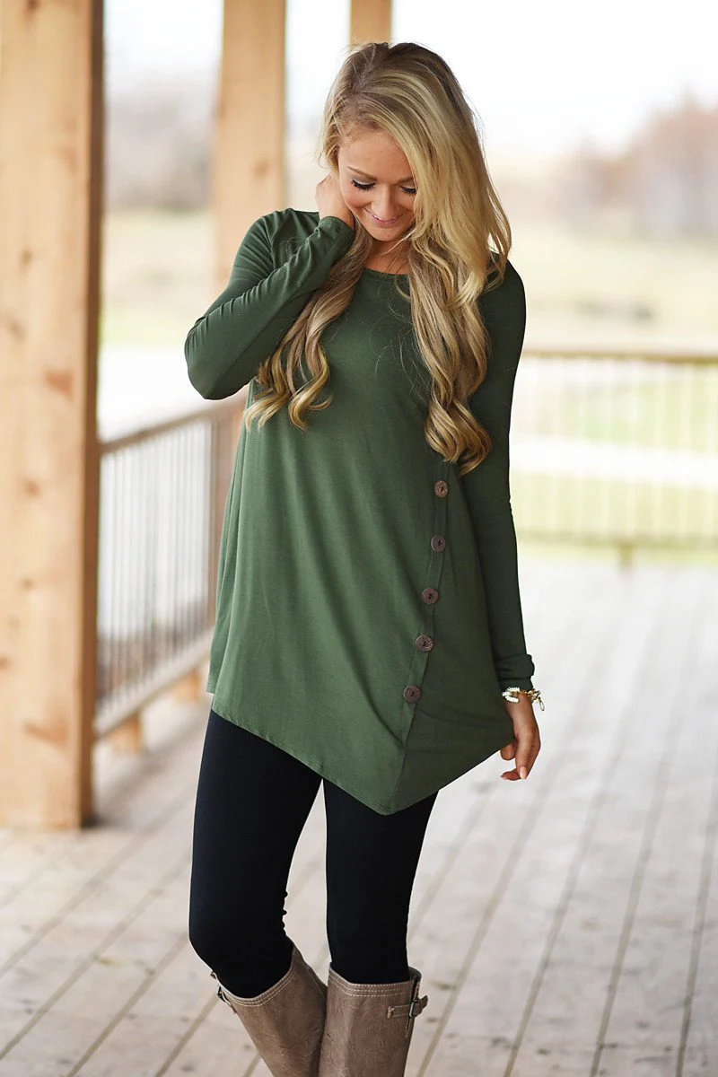 Olive Button Top - Image 7