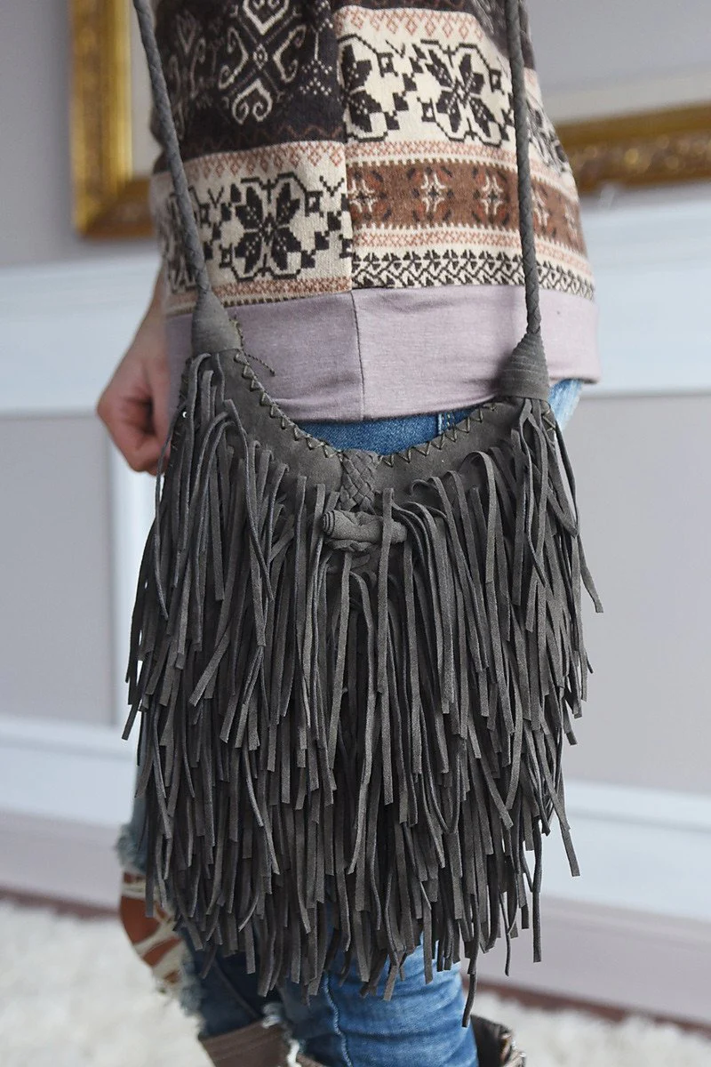 Olive Fringe Satchel - Image 2