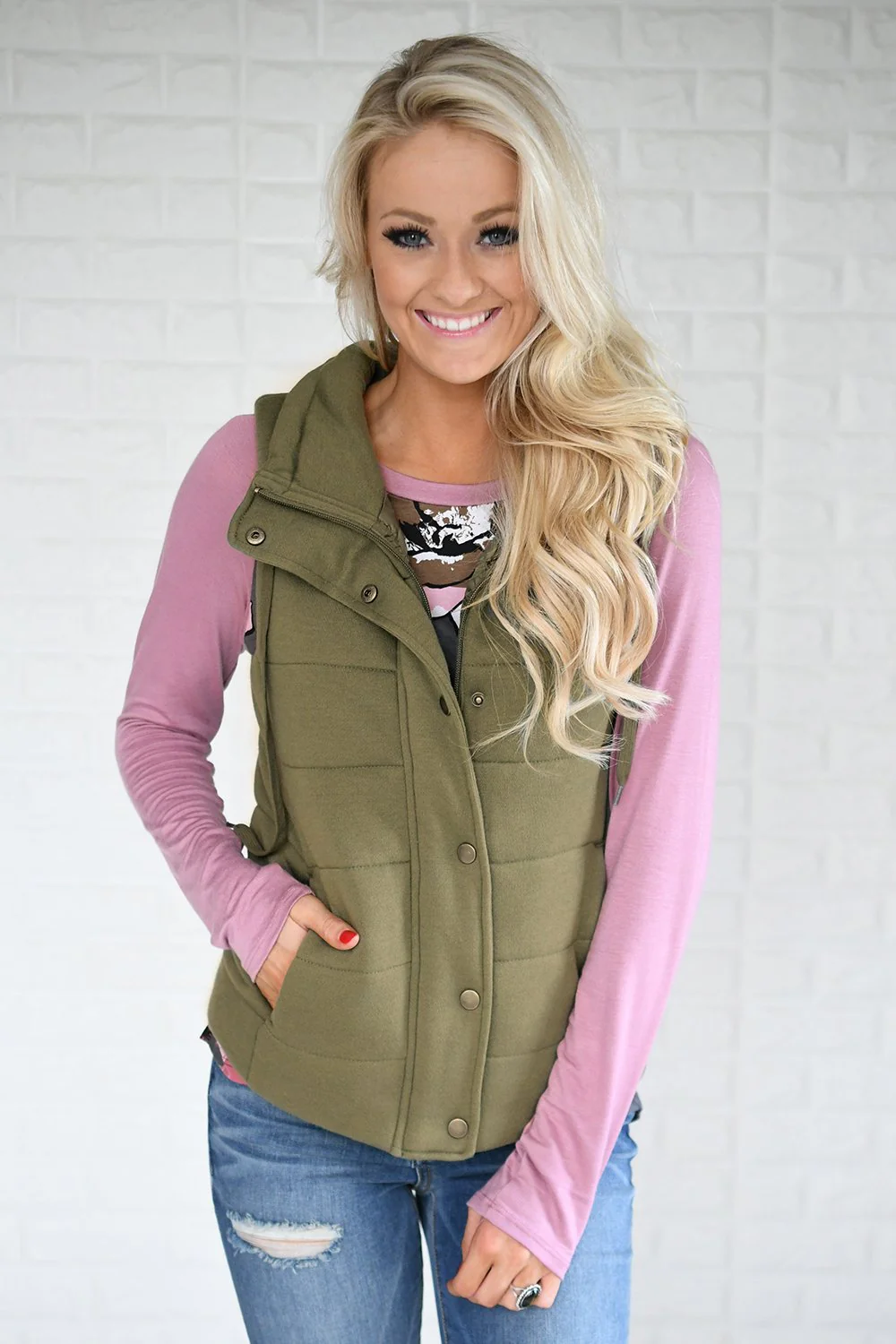 Olive Puffer Vest - Image 4